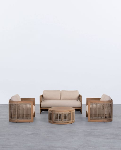 Ensemble de Jardin en Bois d'Acacia avec Coussins Mares