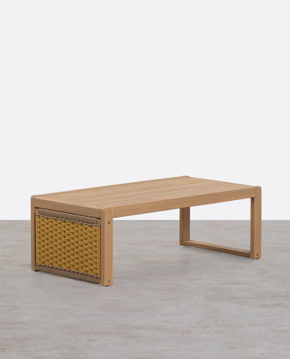 Table Basse en Bois d'Acacia et Corde (100x50 cm) Mirle , image de la gelerie 1