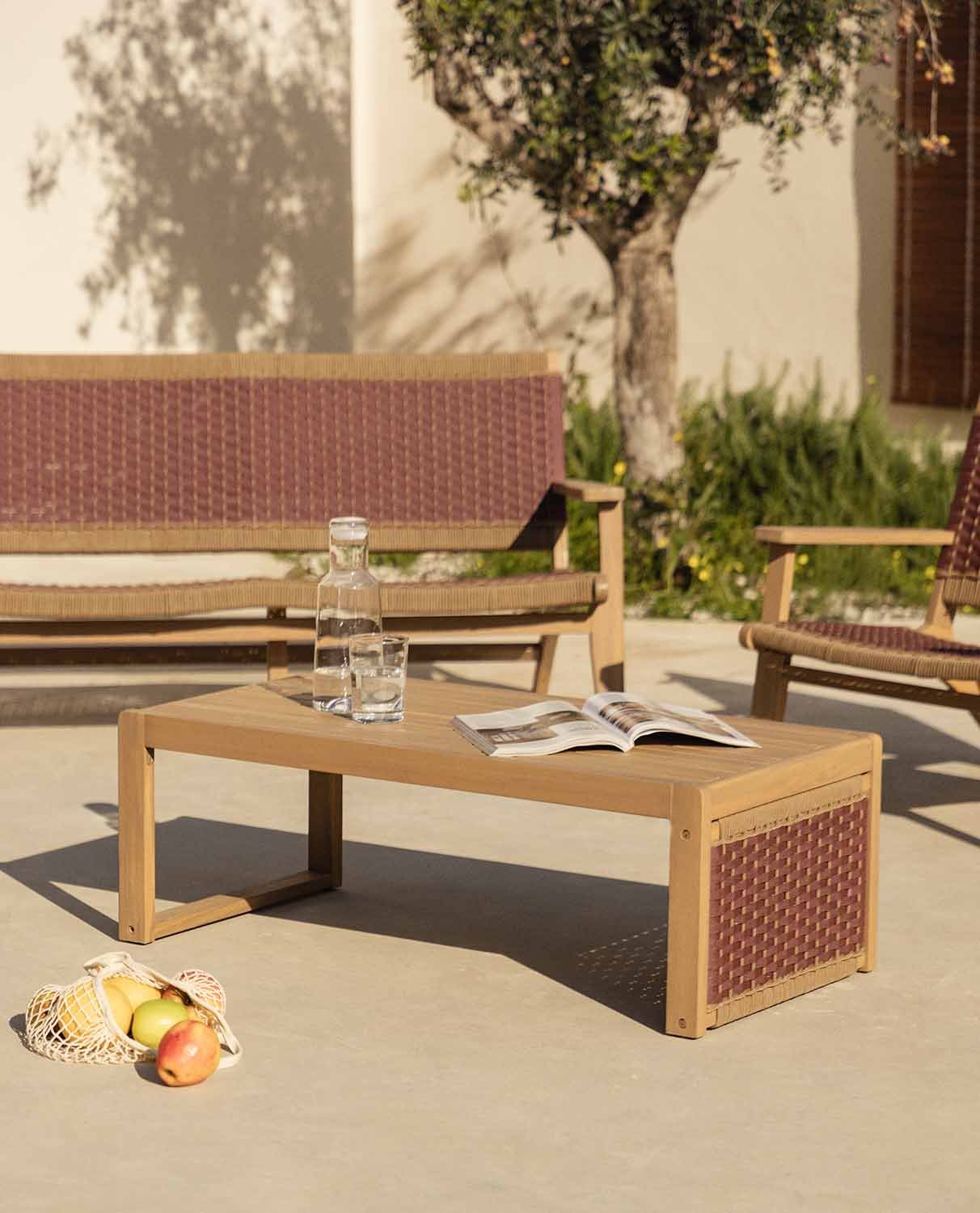 Table Basse en Bois d'Acacia et Corde (100x50 cm) Mirle , image de la gelerie 2