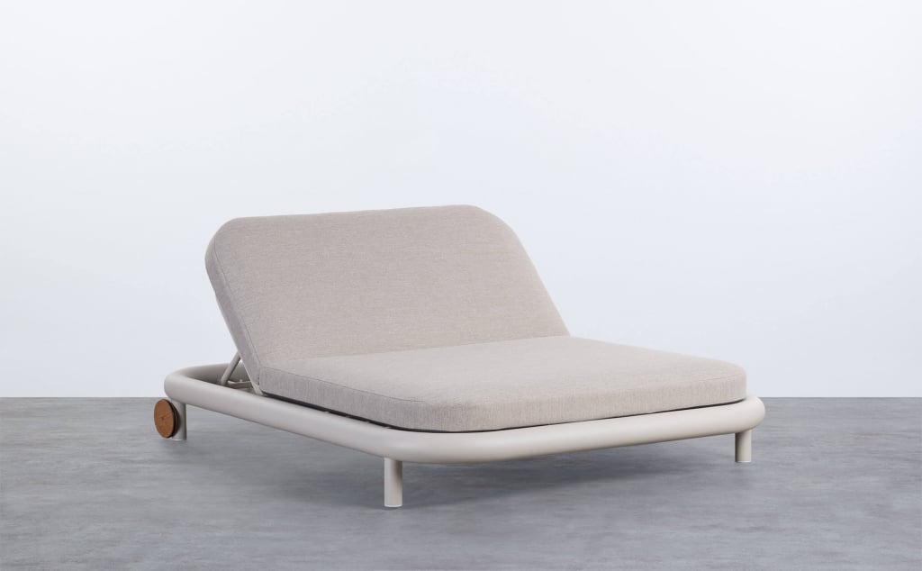 Chaise Longue Inclinable Double en Aluminium avec Coussin en Tissu Cheryl