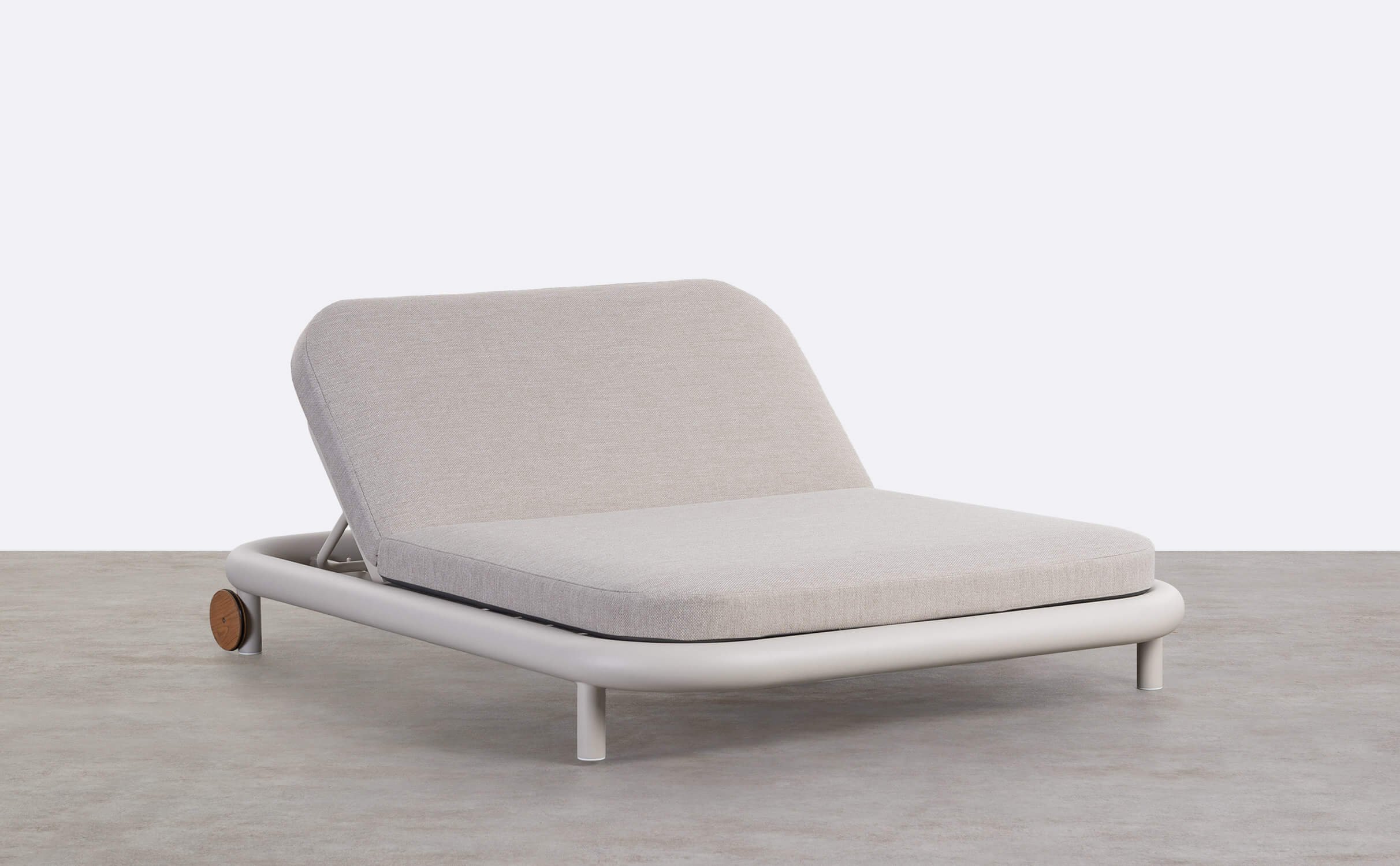 Chaise Longue Inclinable Double en Aluminium avec Coussin en Tissu Cheryl, image de la gelerie 1
