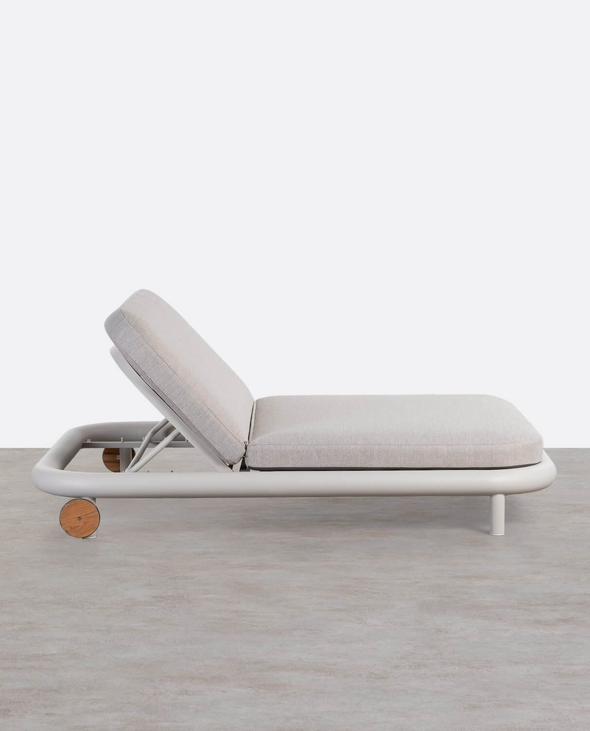 Chaise Longue Inclinable Double en Aluminium avec Coussin en Tissu Cheryl, image de la gelerie 2