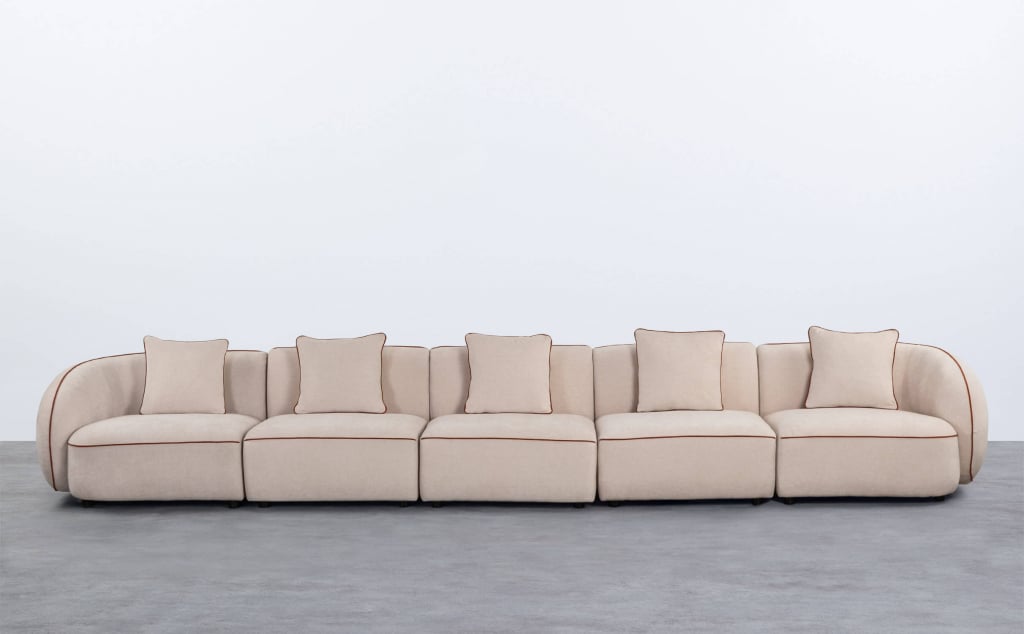 Canapé Modulable 5 Pièces avec 2 Fauteuils D'Angle en Tissu Ilham 
