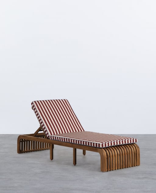 Chaise Longue Inclinable en Bois d'Acacia avec Coussin en Tissu Hazan