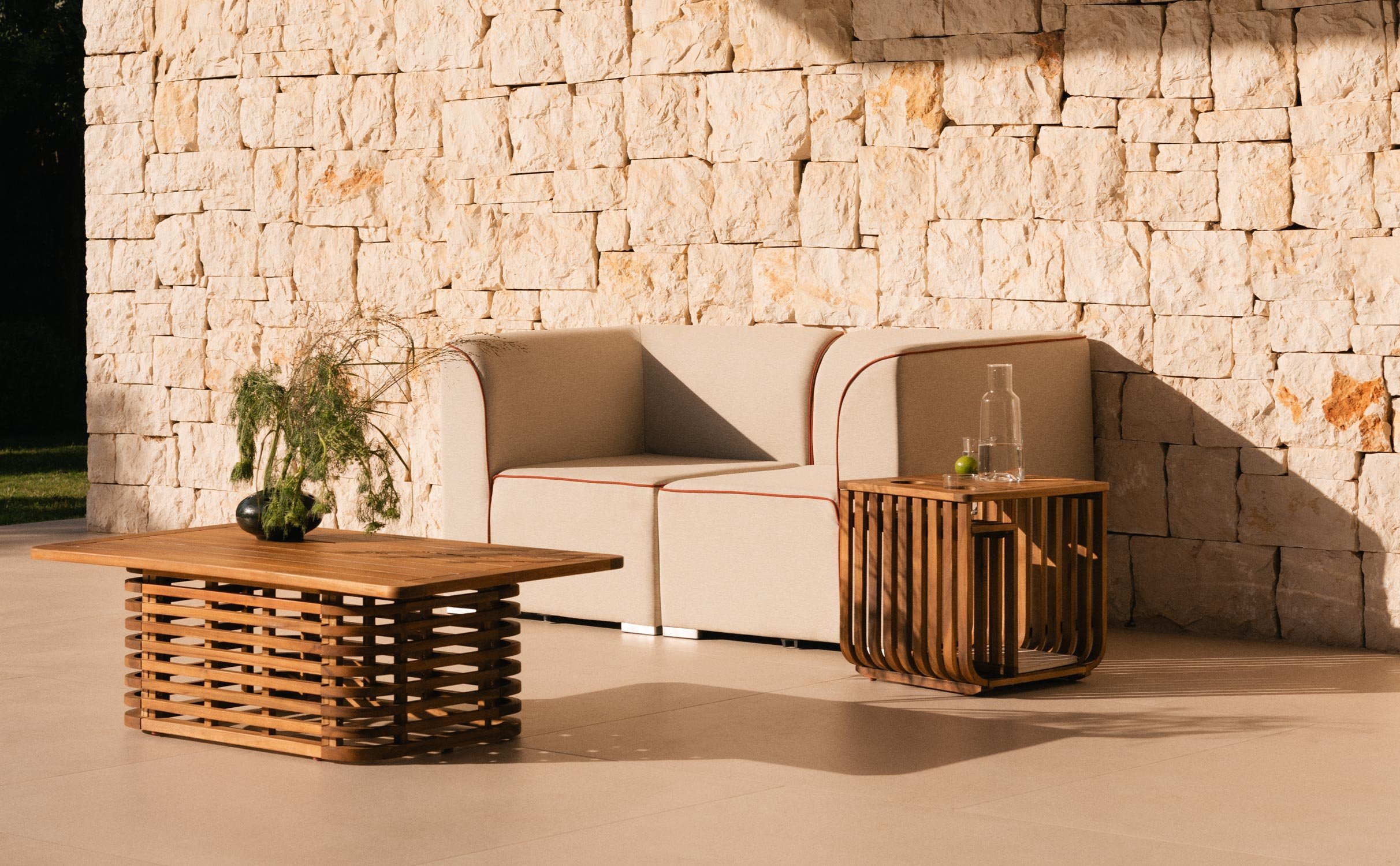 Canapé de Jardin Modulable 2 Ppièces d'Angle en Tissu Lagos, image de la gelerie 1