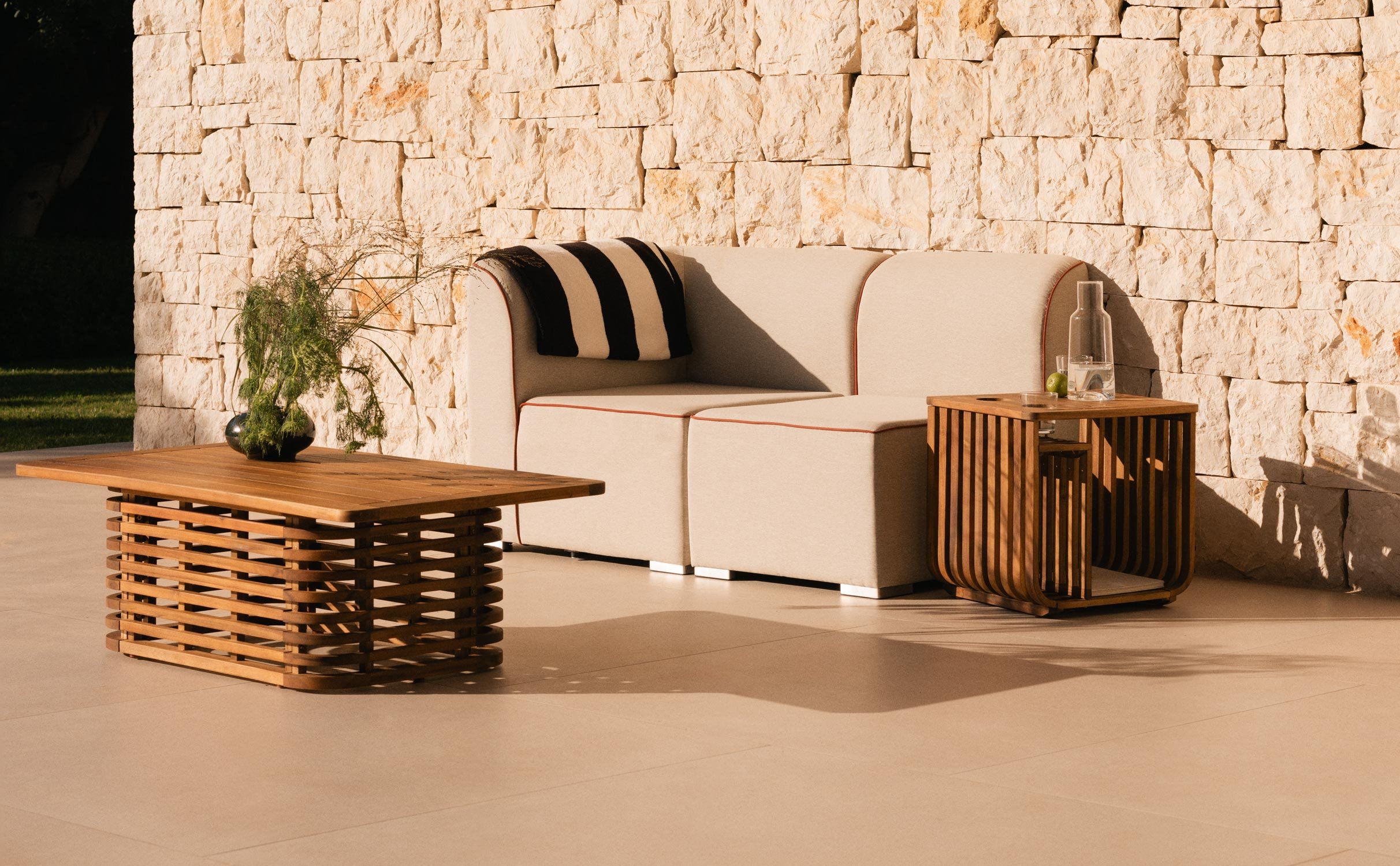 Canapé de Jardin Modulable 2 Pièces d'Angle et Fauteuil en Tissu Lagos, image de la gelerie 1