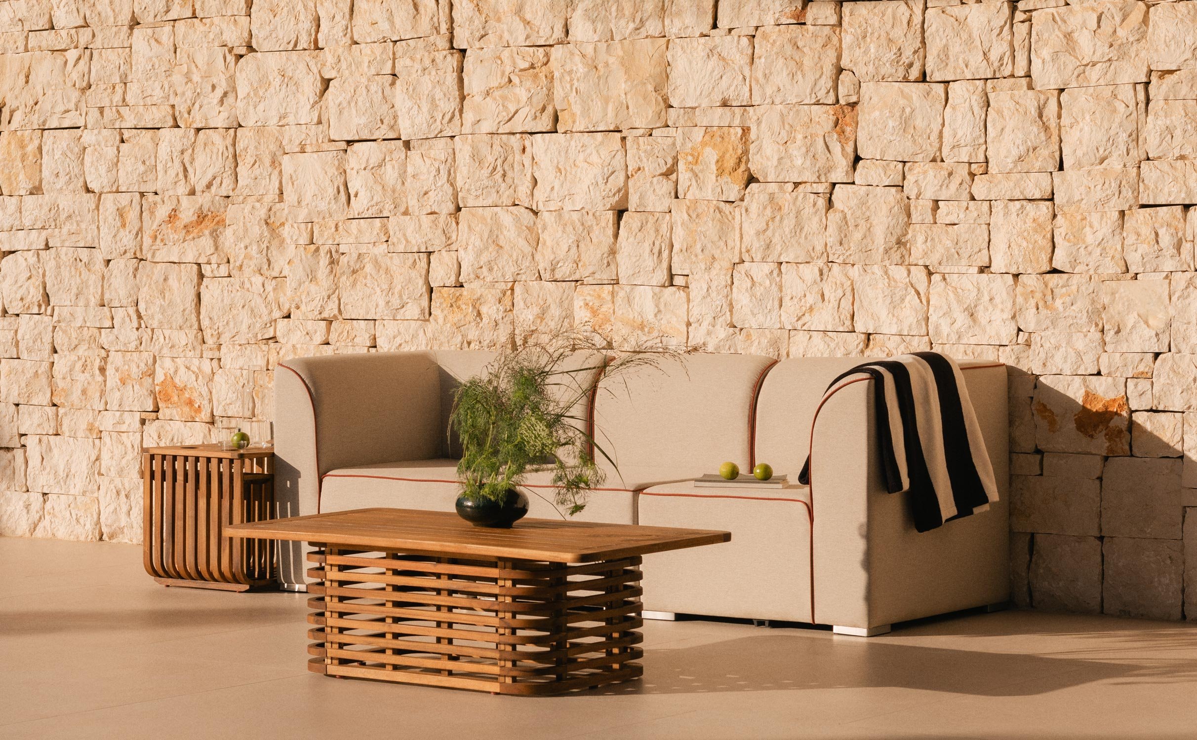 Canapé de Jardin Modulaire 3 Pièces avec 2 Canapés d'Angle et Fauteuil en Tissu Lagos, image de la gelerie 1