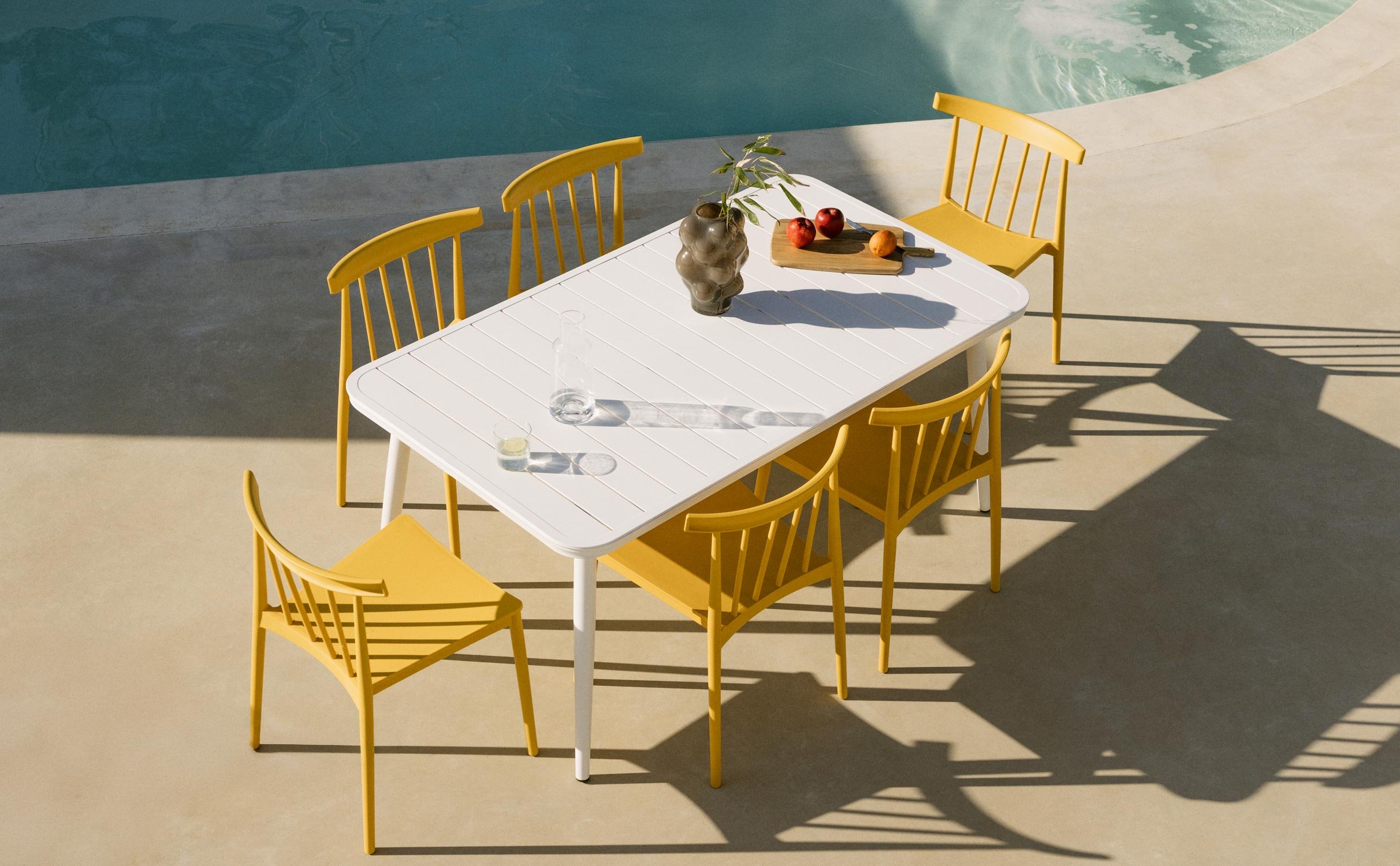 Ensemble de Table Rectangulaire en Aluminium Cancun et 6 Chaises d'Extérieur en Polypropylène Sunty, image de la gelerie 1