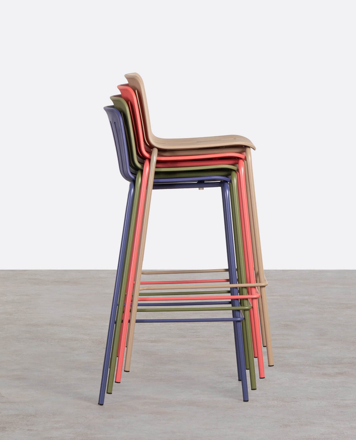 Tabouret Haut d'Extérieur en Polypropylène et Métal (74 cm) Romi, image de la gelerie 2