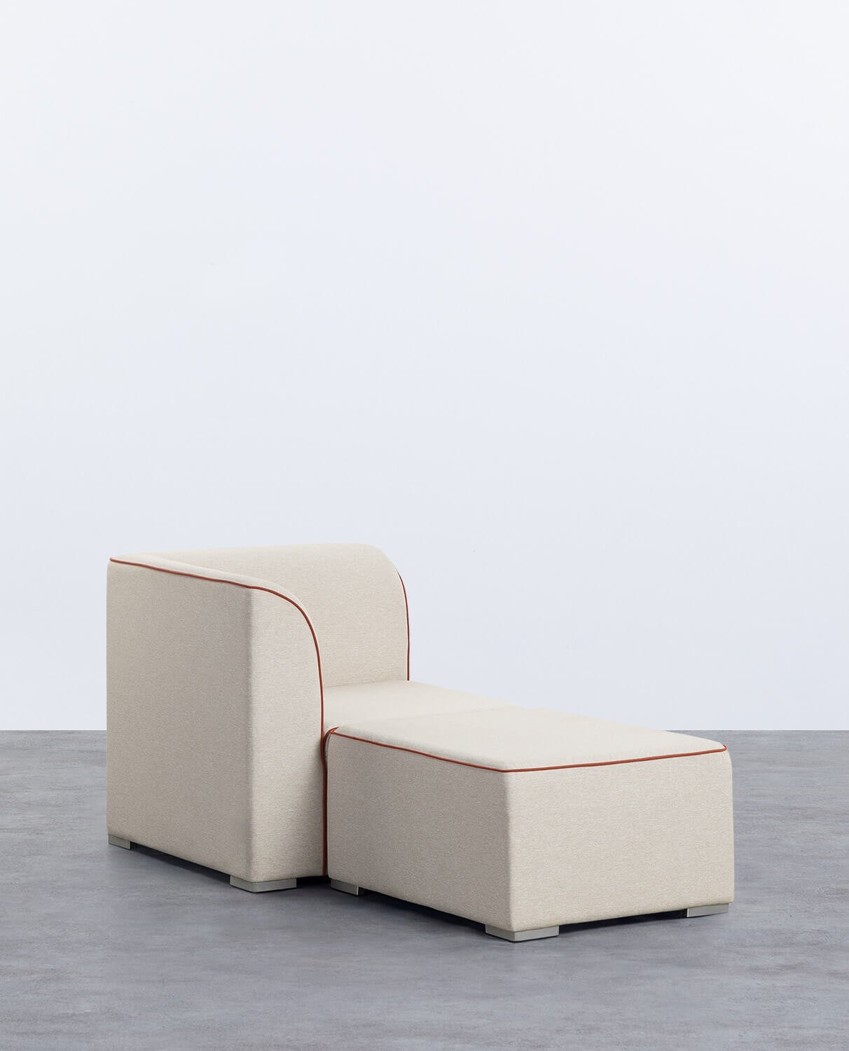 Fauteuil d'Angle de Jardin Modulable avec Pouf en Tissu Lagos