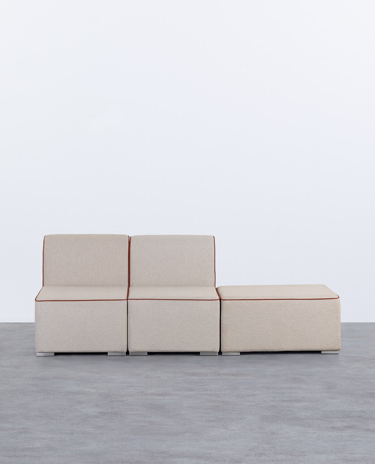Canapé de Jardin Modulable 2 Pièces Fauteuil et Pouf en Tissu Lagos