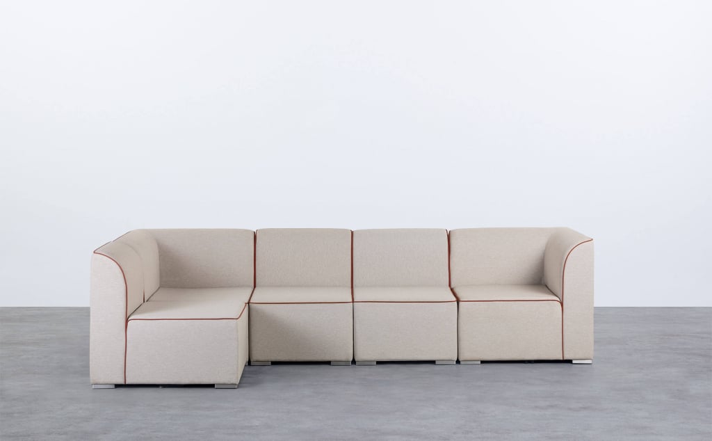 Canapé de Jardin Modulable 5 Pièces avec 2 Angles et 3 Fauteuils en Tissu Lagos