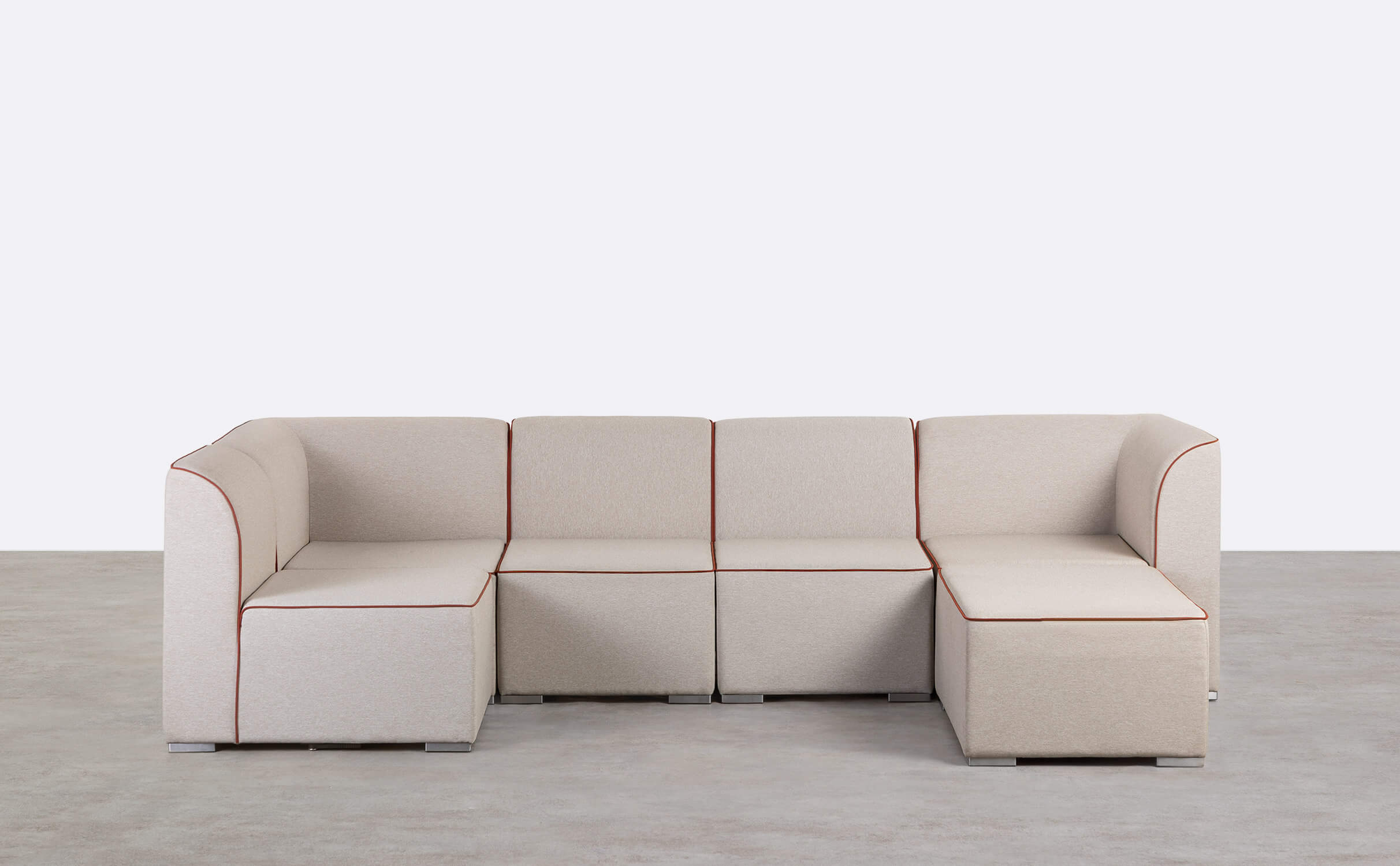 Canapé de Jardin Modulable 5 Pièces avec 2 Coins et 3 Fauteuils avec Pouf en Tissu Lagos, image de la gelerie 1