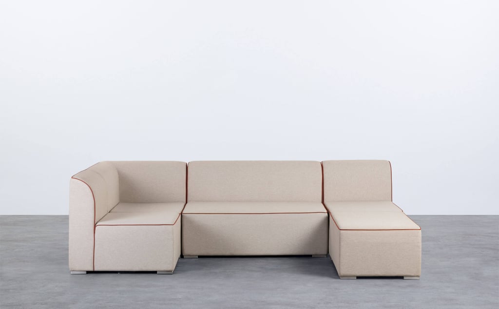 Canapé d'Angle Modulable 4 Pièces avec Canapé 2 Places et 2 Fauteuils avec Pouf en Tissu Lagos