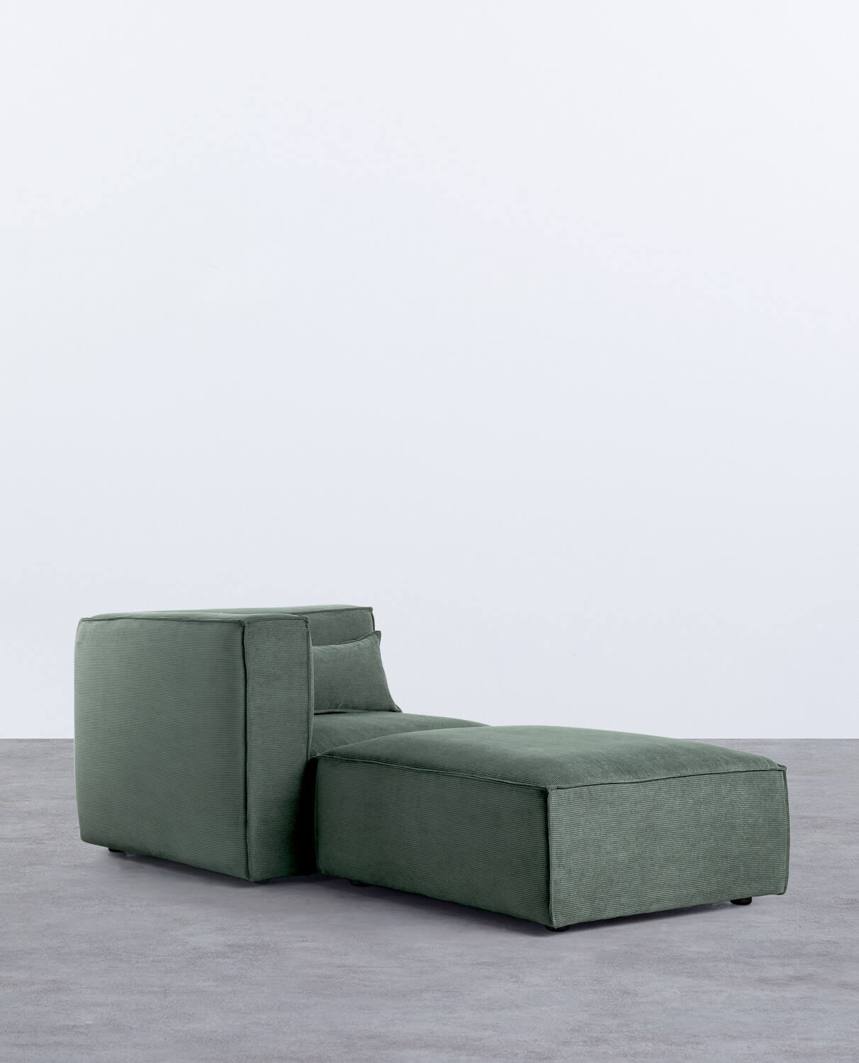 Fauteuil d'Angle Modulable Kilhe en Velours Côtelé avec Pouf