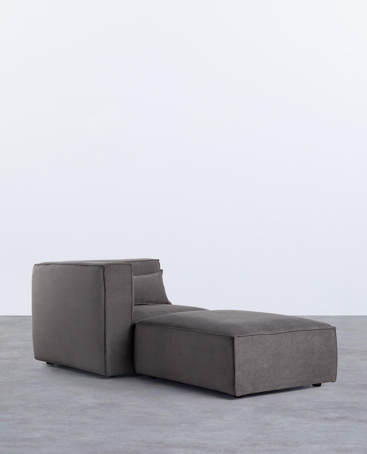 Fauteuil d'Angle Modulable Kilhe en Velours Côtelé avec Pouf