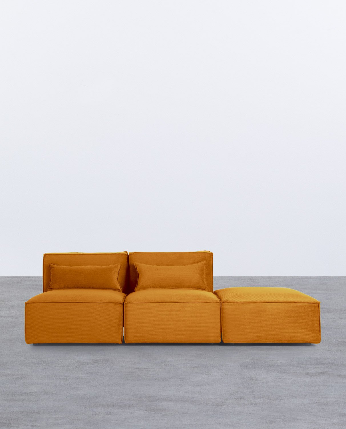 Canapé Modulaire 2 pièces et Pouf en Velours Côtelé Kilhe