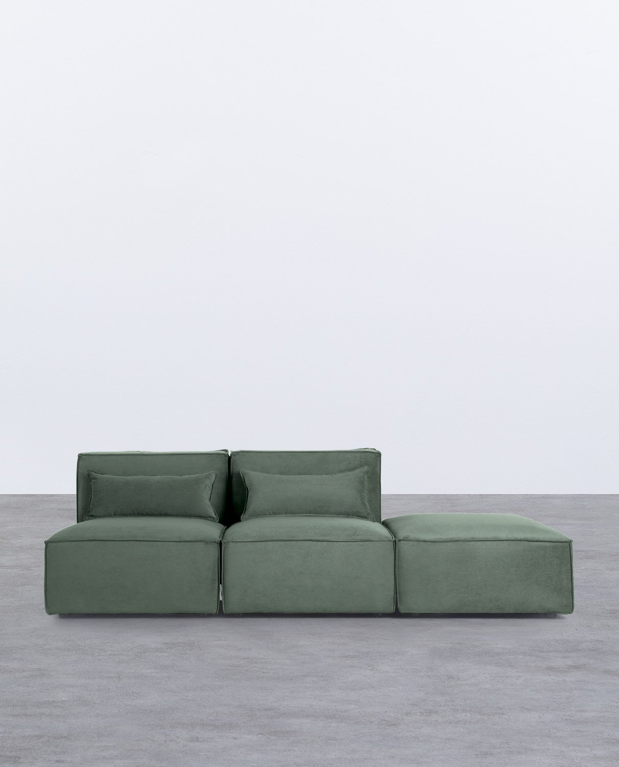 Canapé Modulaire 2 pièces et Pouf en Velours Côtelé Kilhe