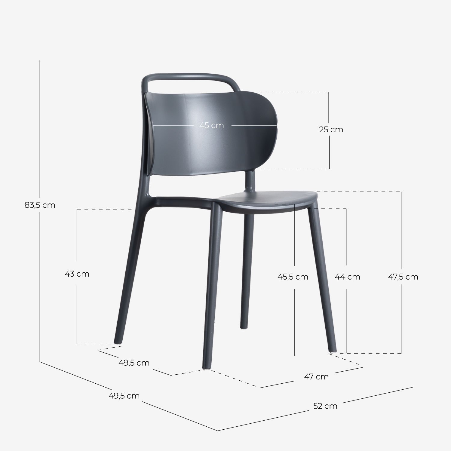 Chaise d'Extérieur en Polypropylène Kole, dimensions