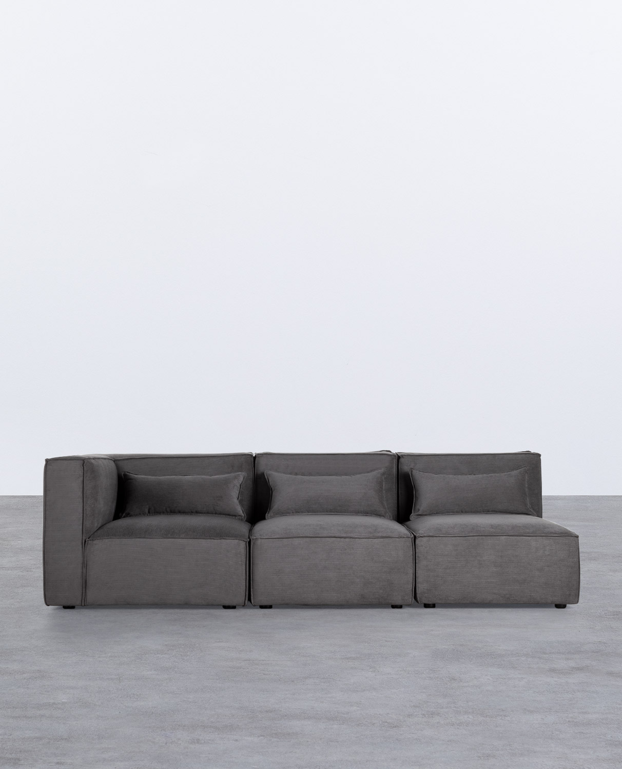Canapé Modulaire 3 Pièces avec 2 Fauteuils en Velours Côtelé Kilhe
