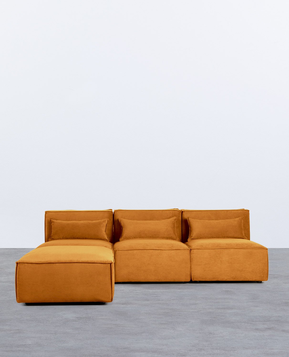 Canapé Modulaire et Pouf 3 Pièces en Velours Côtelé Kilhe