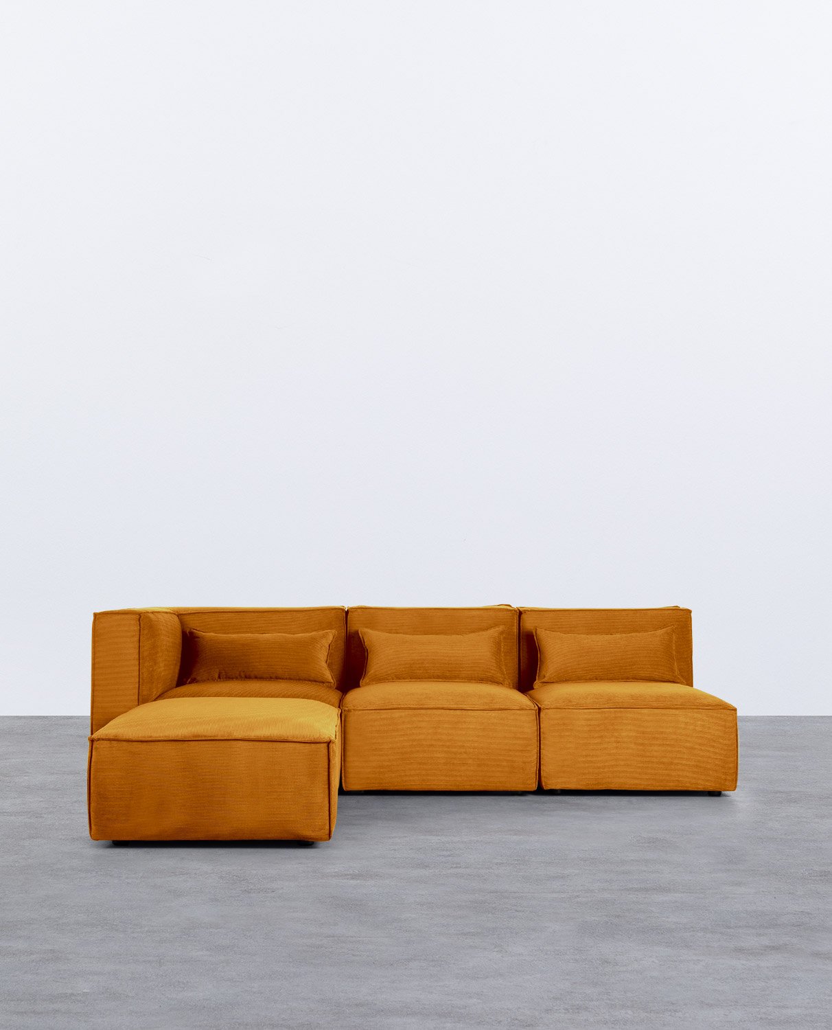 Canapé d'Angle Modulaire Kilhe 3 Pièces avec 2 Fauteuils et Pouf en Velours Côtelé