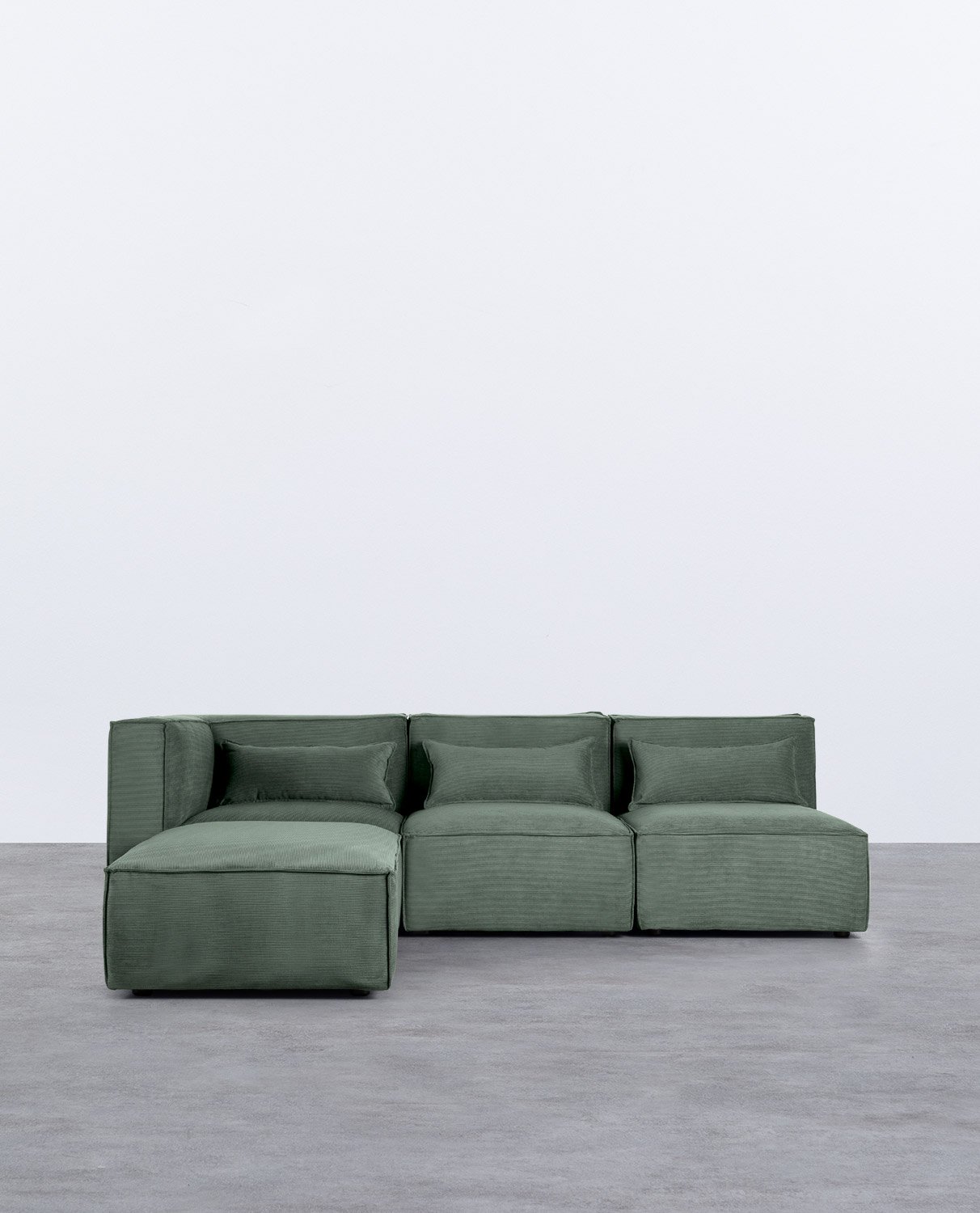 Canapé d'Angle Modulaire Kilhe 3 Pièces avec 2 Fauteuils et Pouf en Velours Côtelé
