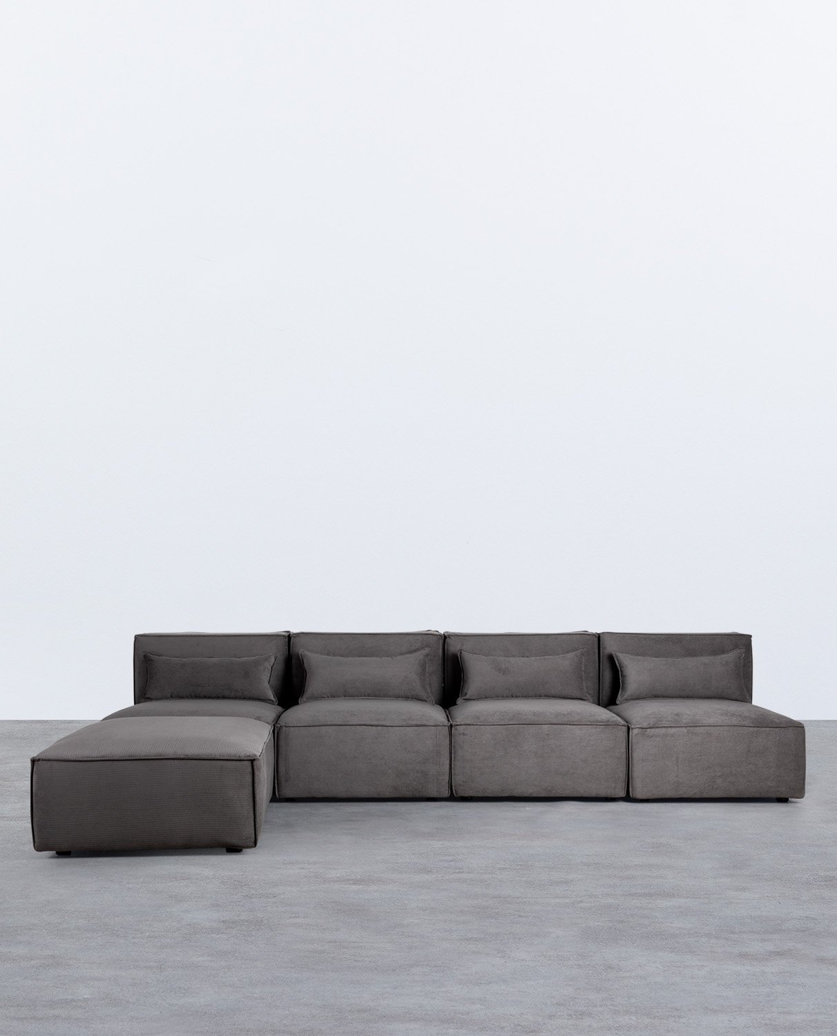 Canapé Modulaire et Pouf 4 Pièces en Velours Côtelé Kilhe