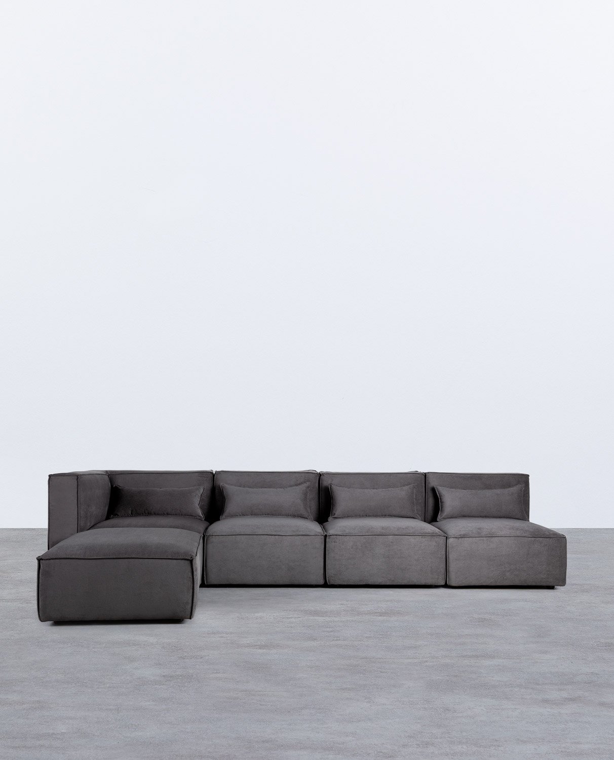 Canapé Modulaire 4 Pièces avec 3 Fauteuils et Pouf en Velours Côtelé Kilhe