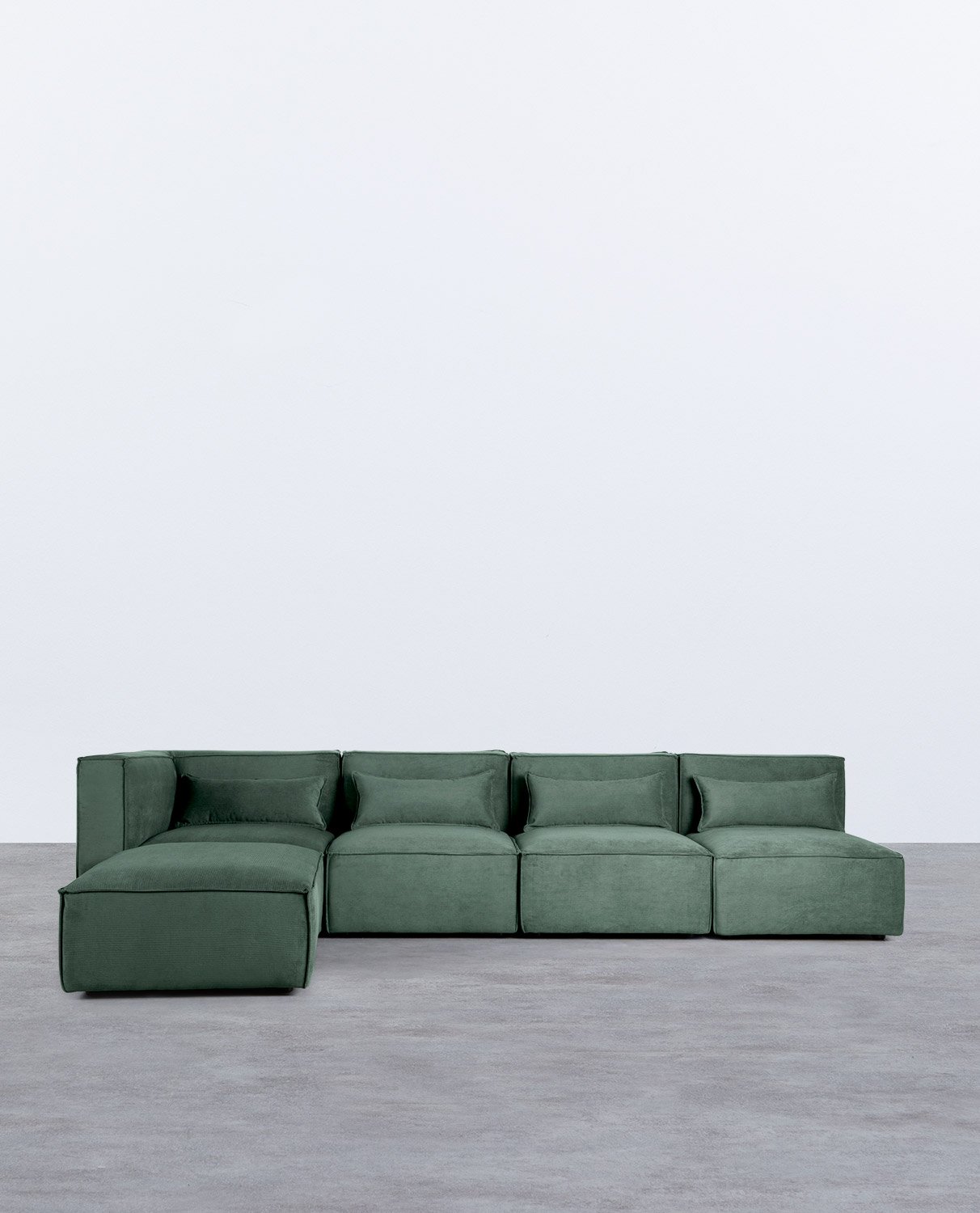 Canapé Modulaire 4 Pièces avec 3 Fauteuils et Pouf en Velours Côtelé Kilhe