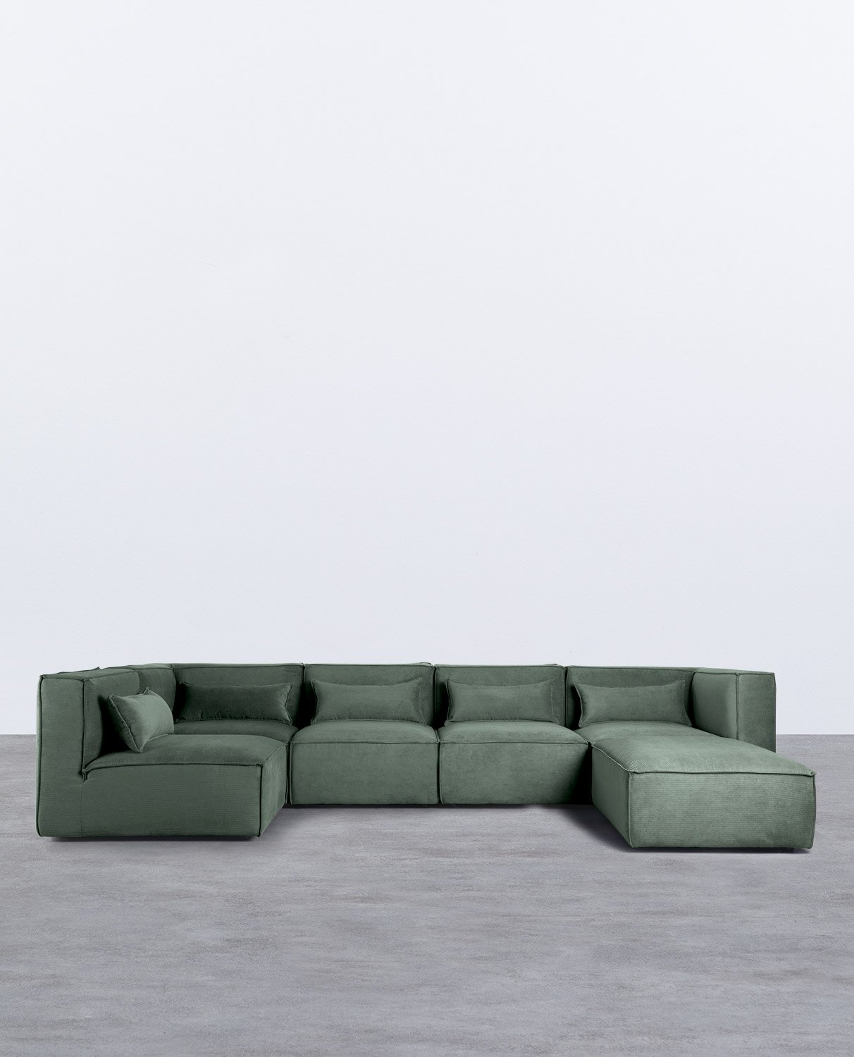 Canapé Modulaire et Pouf 5 Pièces en Velours Côtelé Kilhe