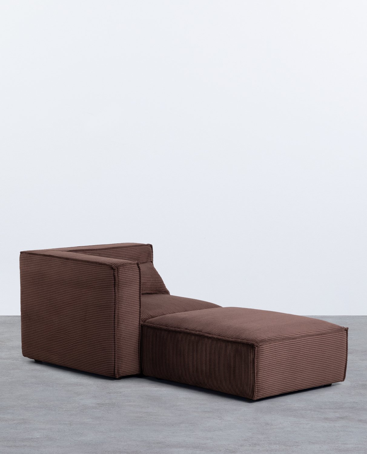Fauteuil d'Angle Modulaire avec Pouf en Velours Côtelé Épais Kilhe  