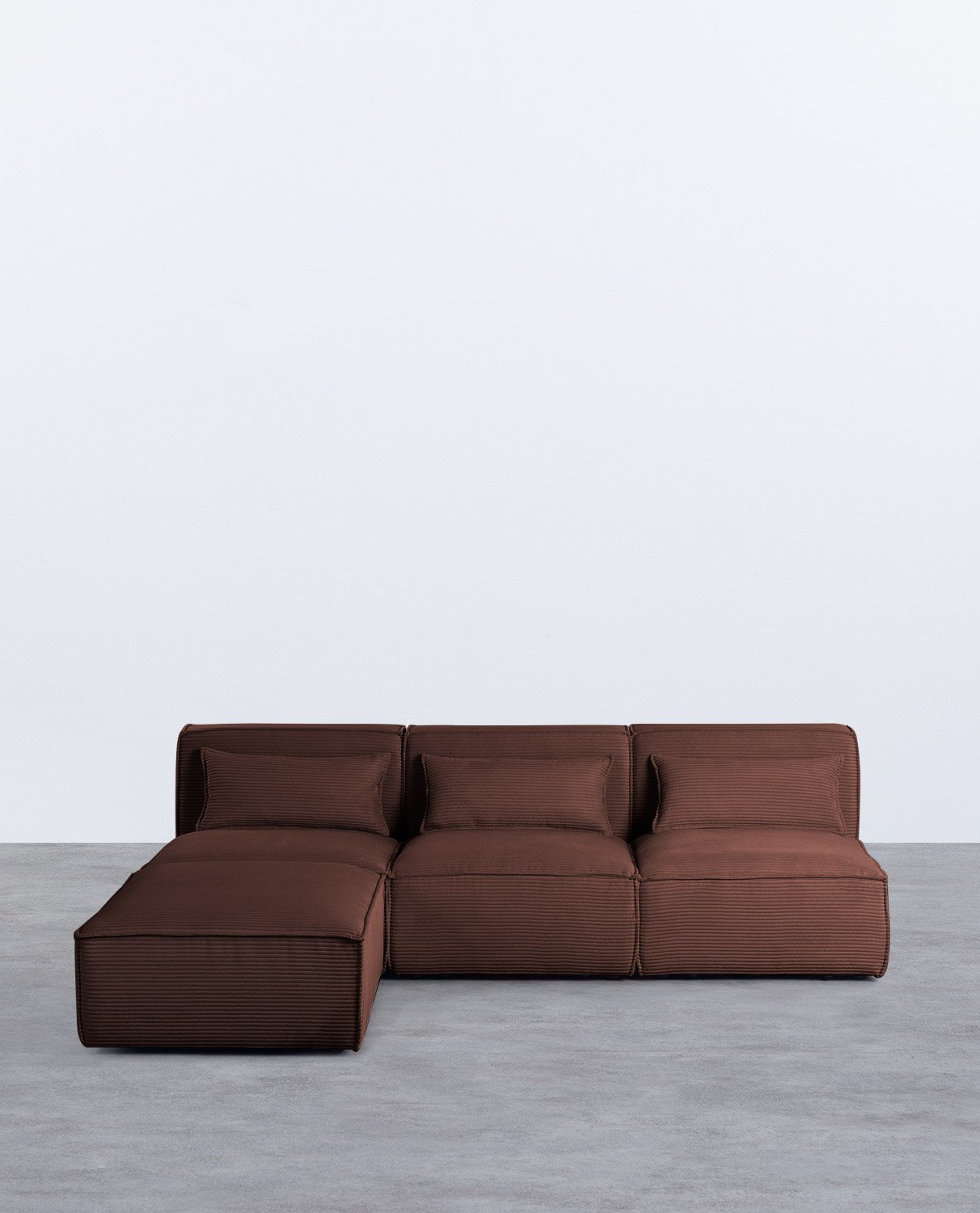 Canapé Modulaire 3 Pièces Kilhe avec Pouf en Velours Côtelé Épais