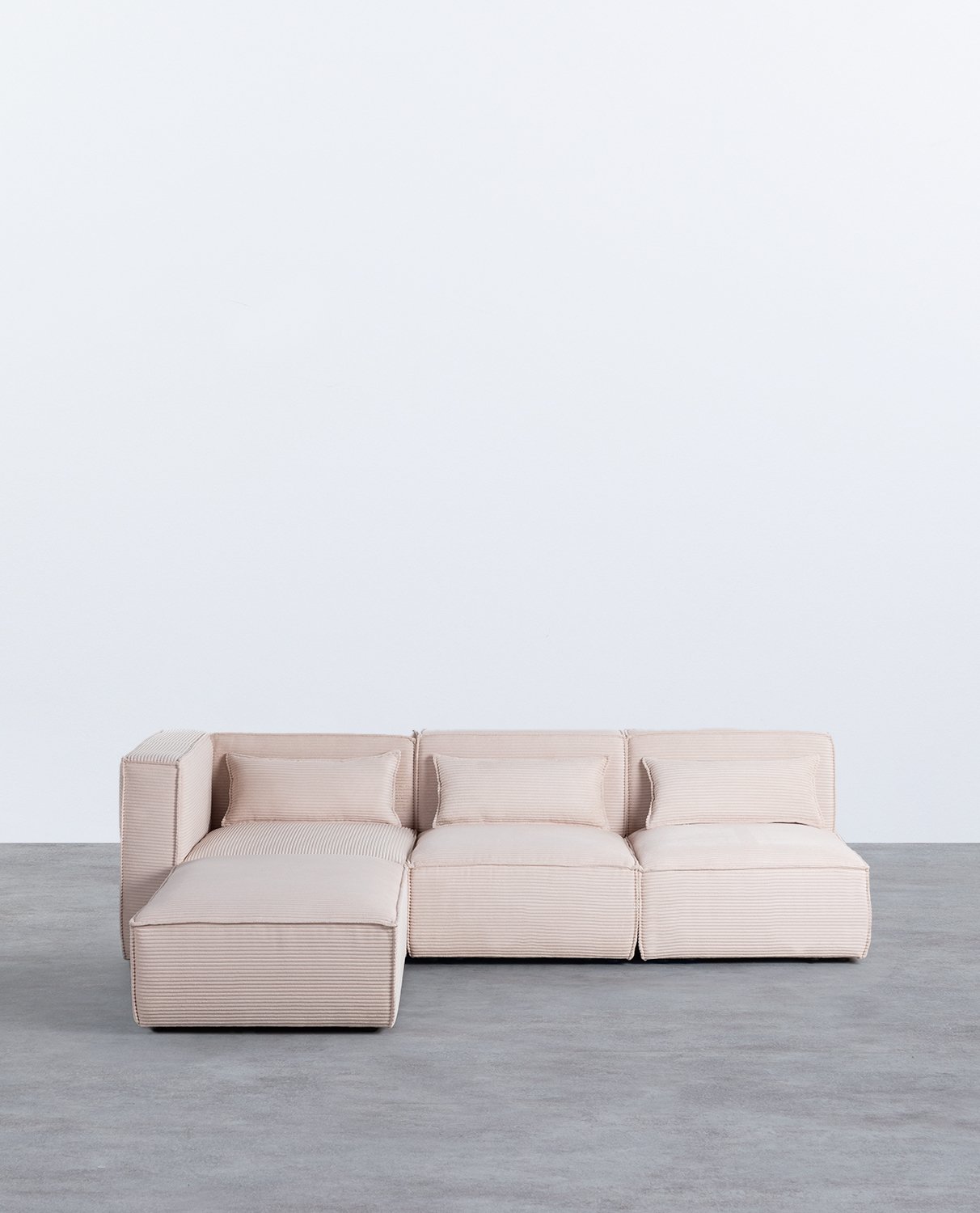 Canapé d'Angle Modulable 3 Pièces avec 2 Fauteuils et Pouf en Velours Côtelé Épais Kilhe