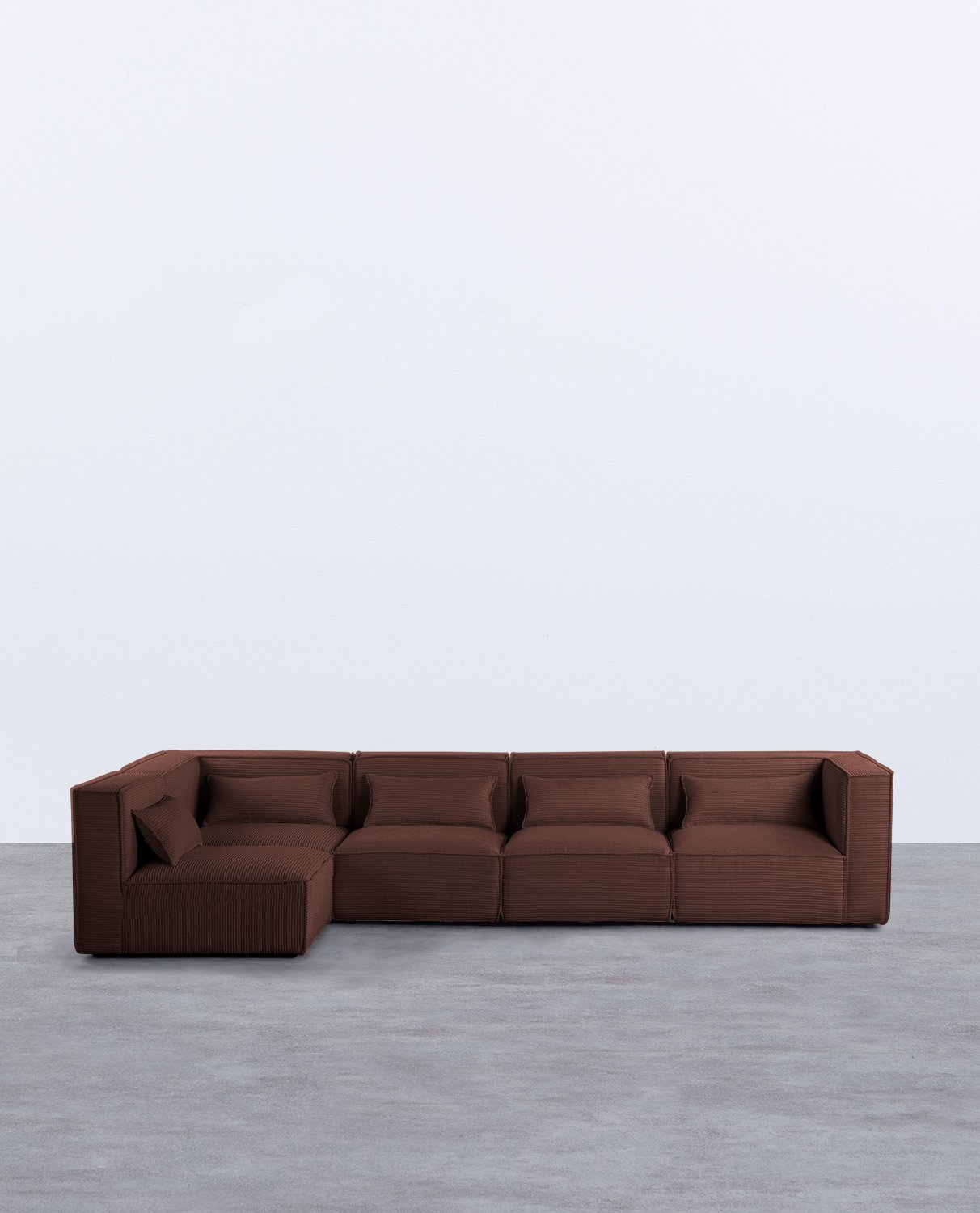  Canapé Modulable 5 Pièces avec 2 Fauteuils d'Angle et un Pouf en Velours Côtelé Épais Kilhe