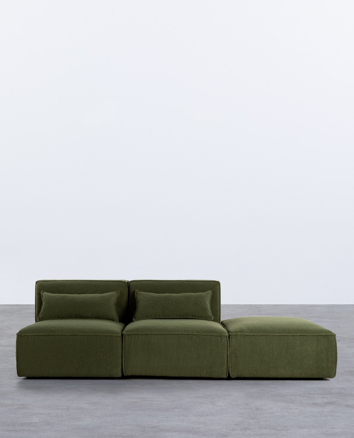 Canapé Modulable 2 Pièces avec Pouf en Tissu Bouclé Kilhe