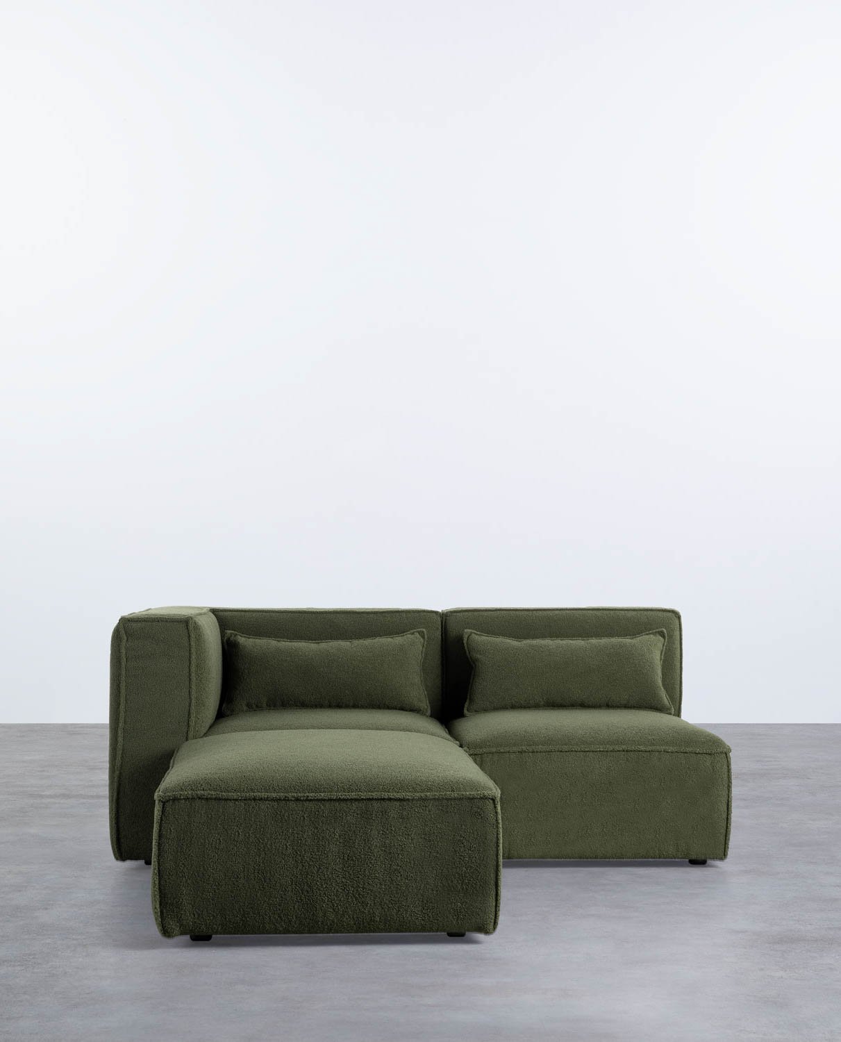 Canapé Modulable d'Angle et Pouf 2 Pièces en Tissu Bouclé Kilhe