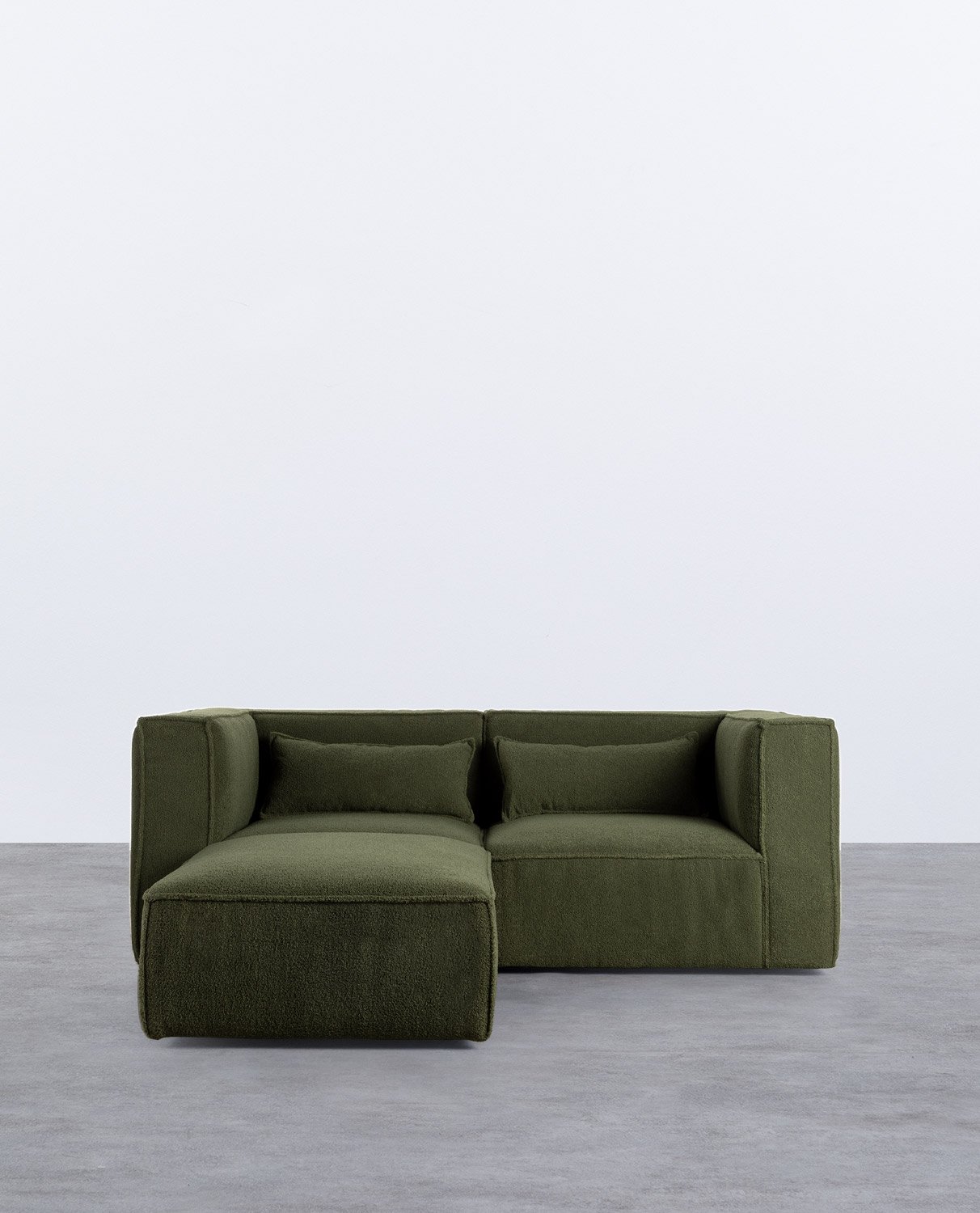 Canapé Modulable avec 2 Pièces d'Angle et Pouf en Tissu Bouclé Kilhe