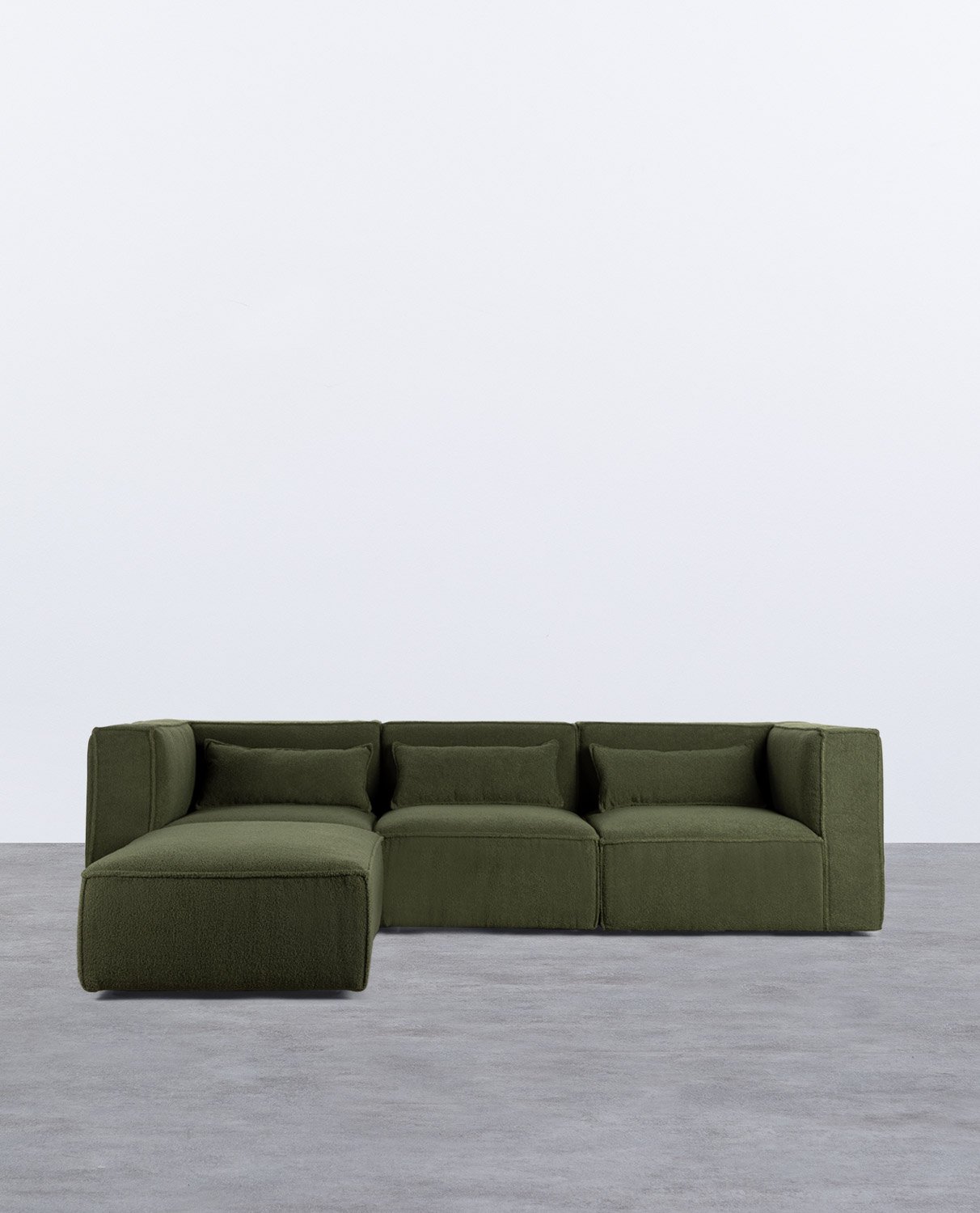 Canapé Modulable 3 Pièces avec 2 Fauteuils d'Angle et Pouf en Tissu Bouclé Kilhe
