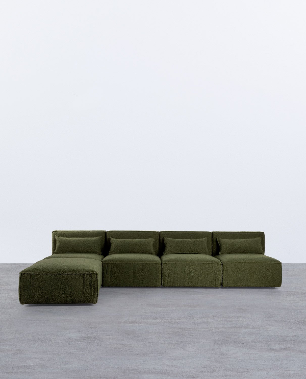 Canapé Modulaire 4 Pièces et Pouf en Tissu Bouclé Kilhe