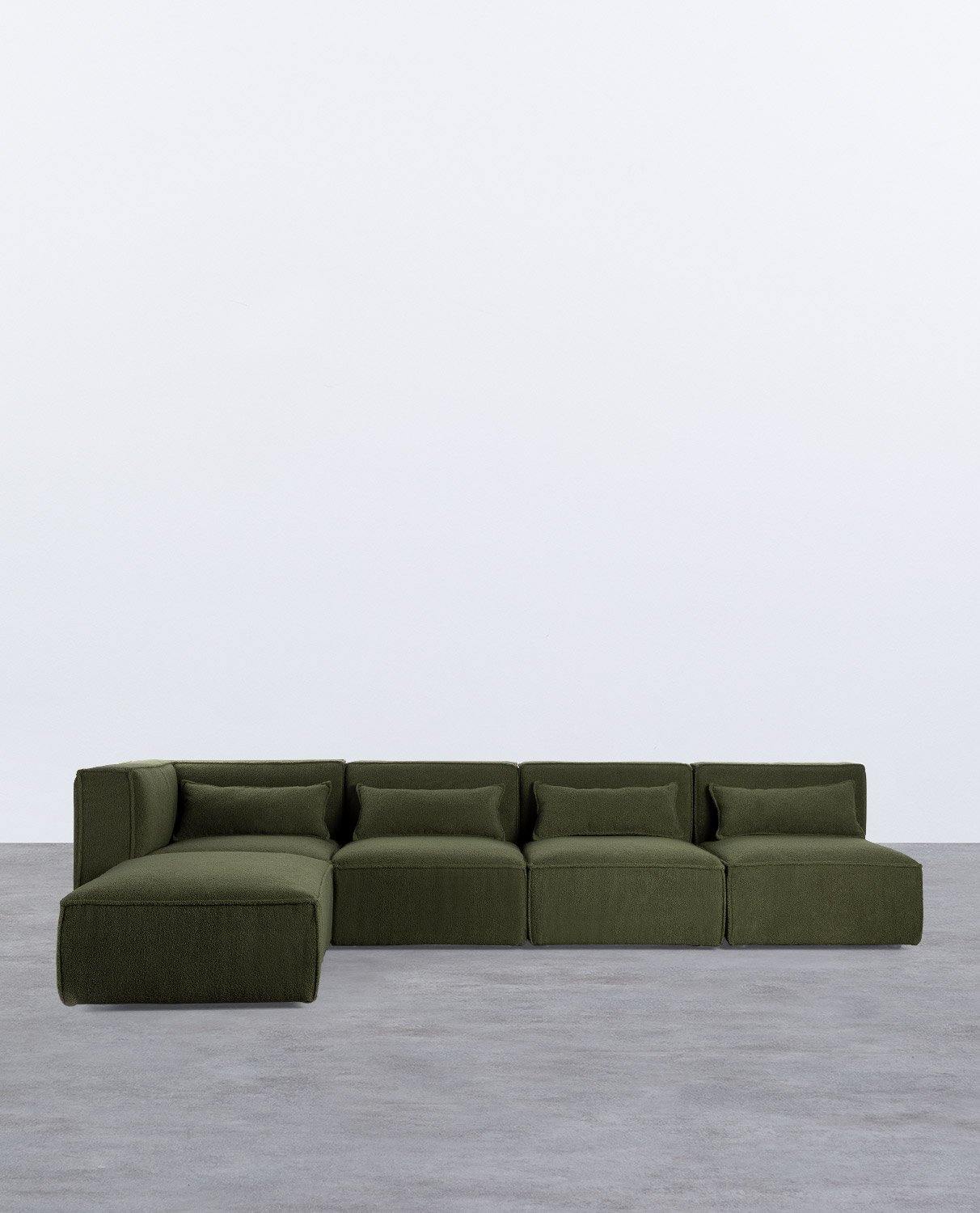 Canapé Modulable 4 Pièces avec 3 Fauteuils et Pouf en Tissu Bouclé Kilhe