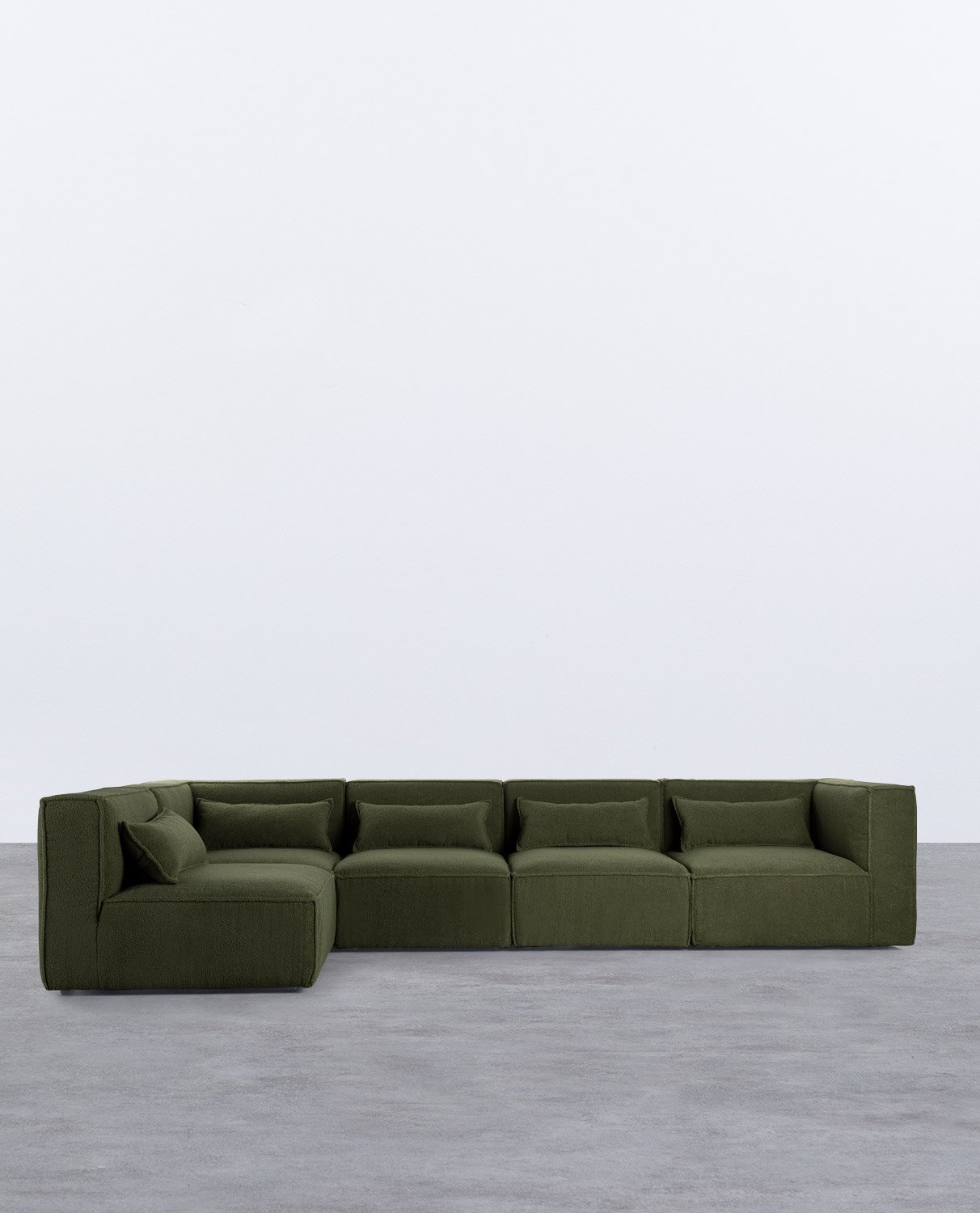 Canapé Modulable 5 Pièces avec 2 Fauteuils d'Angle en Tissu Boucle Kilhe