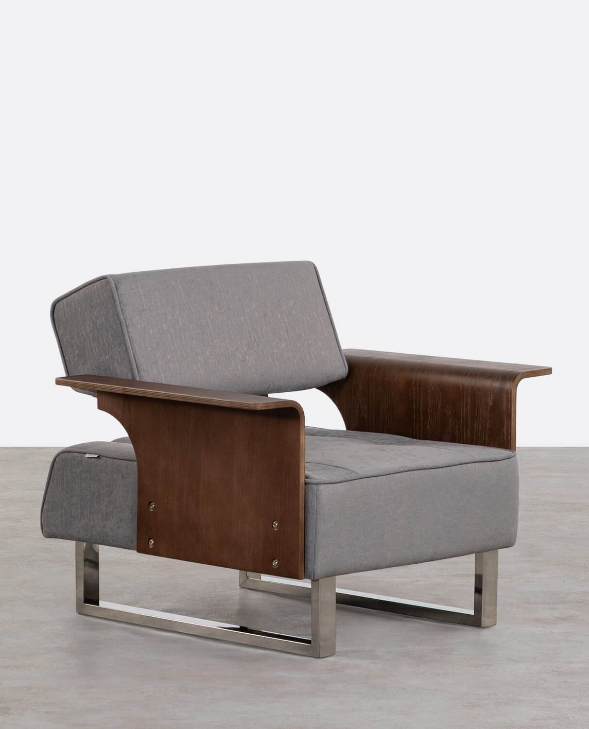 Fauteuil Inclinable avec Accoudoirs en Bois et Tissu 70S, image de la gelerie 1