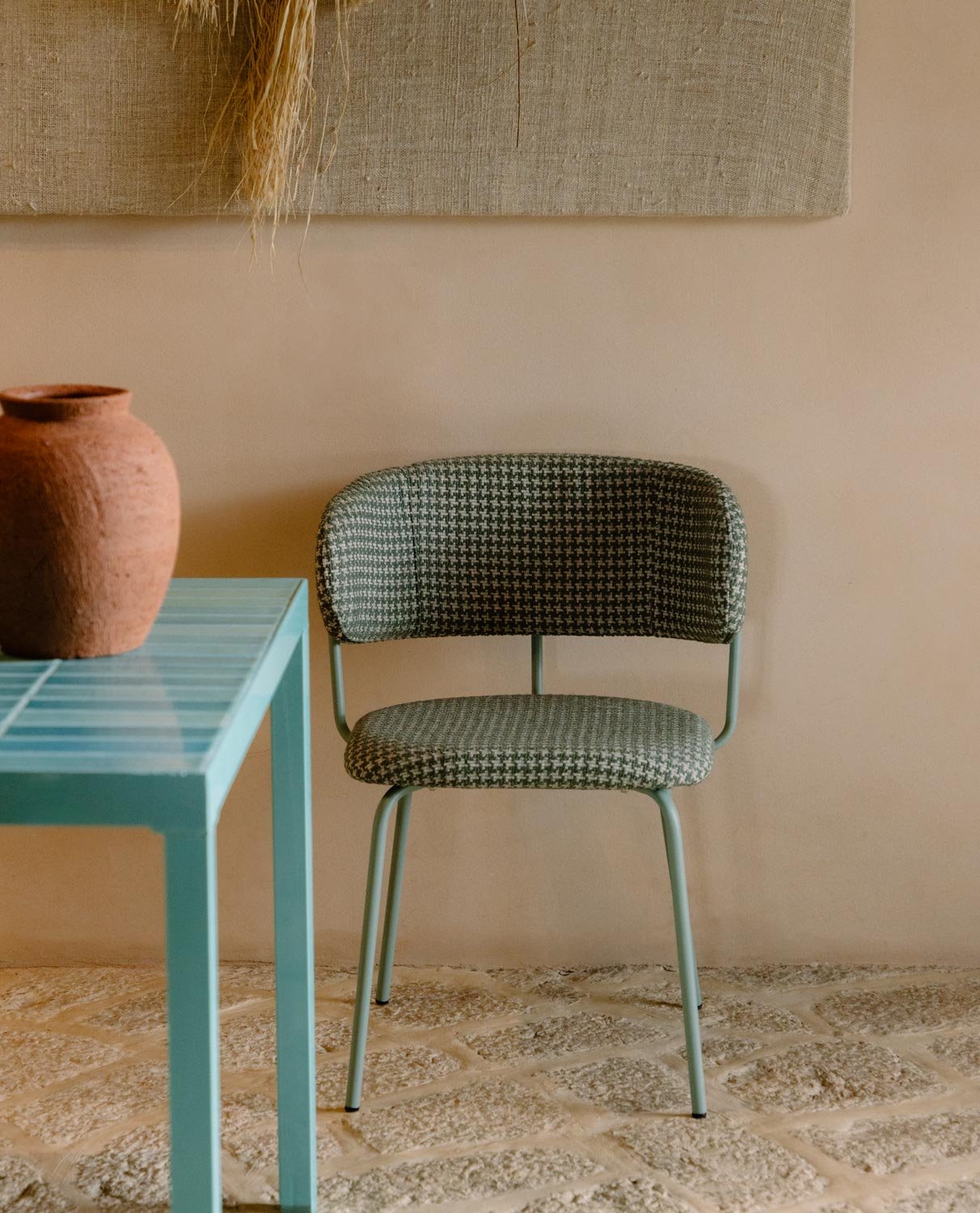 Chaise de Salle à Manger en Métal et Tissu avec Imprimé Bonse, image de la gelerie 2