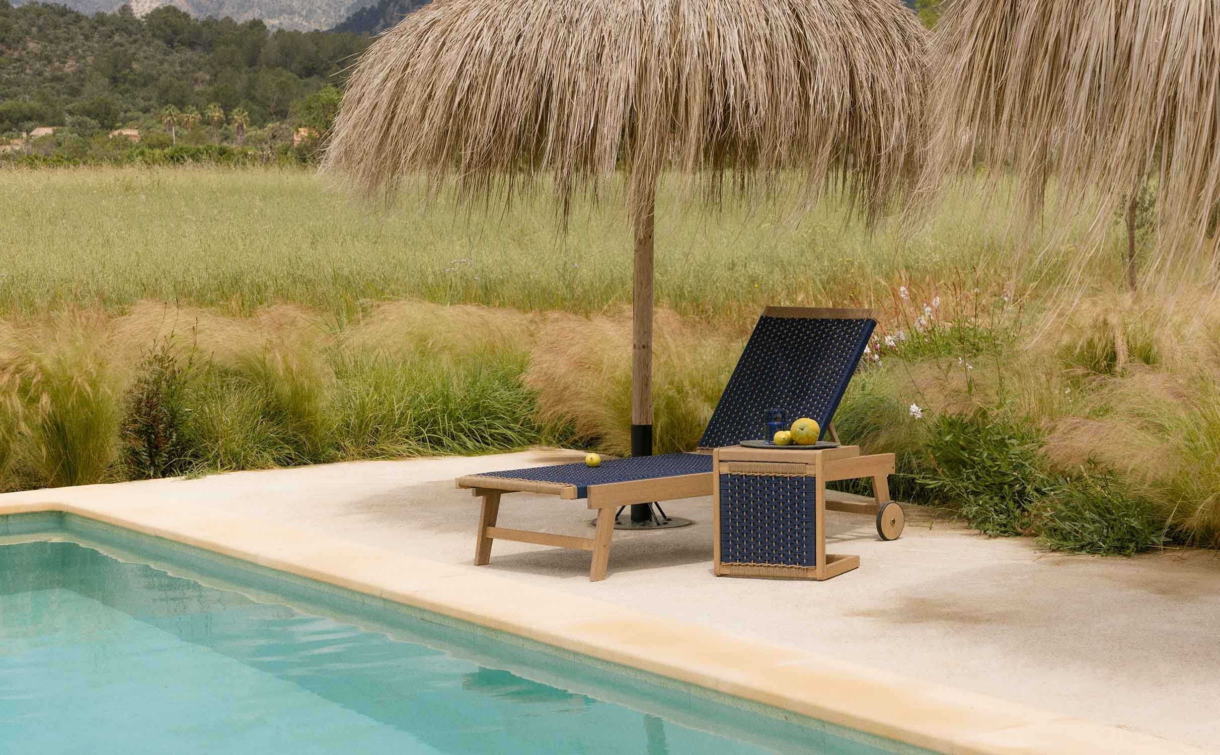 Chaise Longue avec Roues en Bois d'Acacia et Corde Mirle , image de la gelerie 1