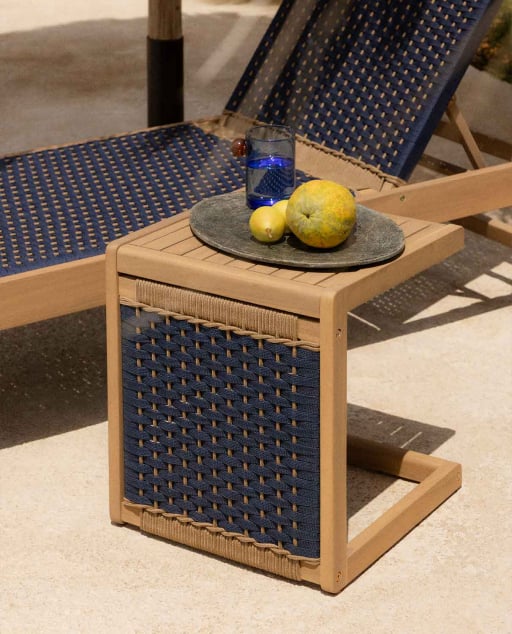 Table d'Appoint en Bois d'Acacia et Corde (40x40 cm) Mirle 