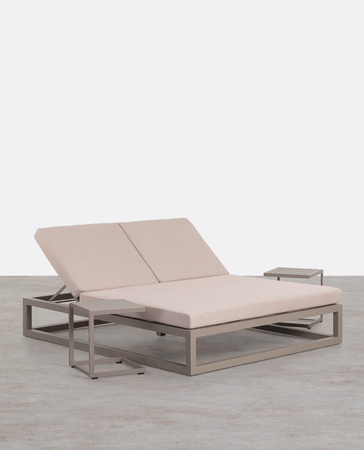 Set de Chaises Longues Doubles Inclinables Kewin et 2 Tables d'Appoint en Aluminium Kreta Colours, image de la gelerie 1