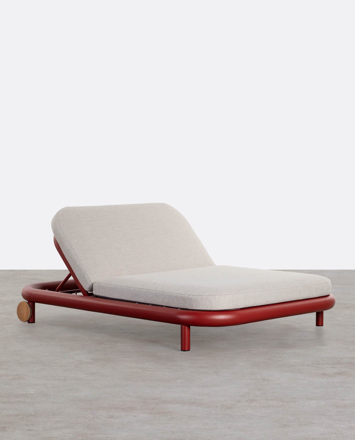 Chaise Longue Inclinable Double en Aluminium avec Coussin en Tissu Cheryl, image de la gelerie 1
