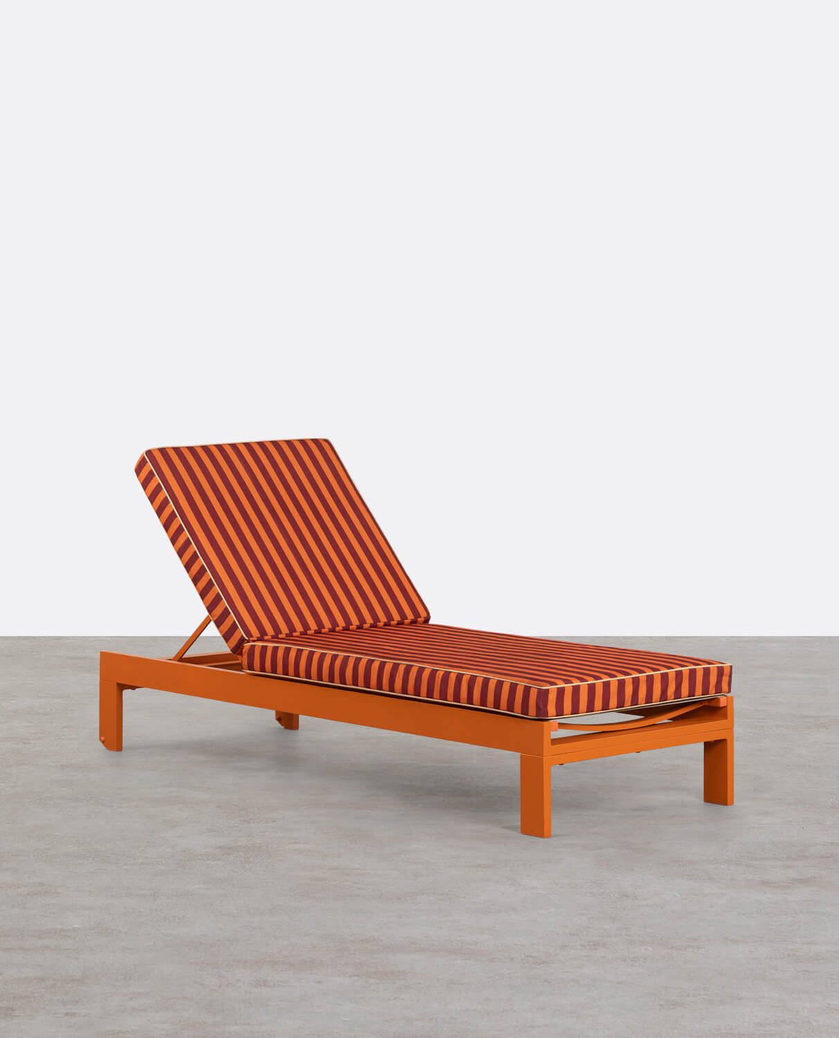 Nouvelle Chaise Longue Inclinable en Aluminium Kreta avec Coussin Rayé, image de la gelerie 1