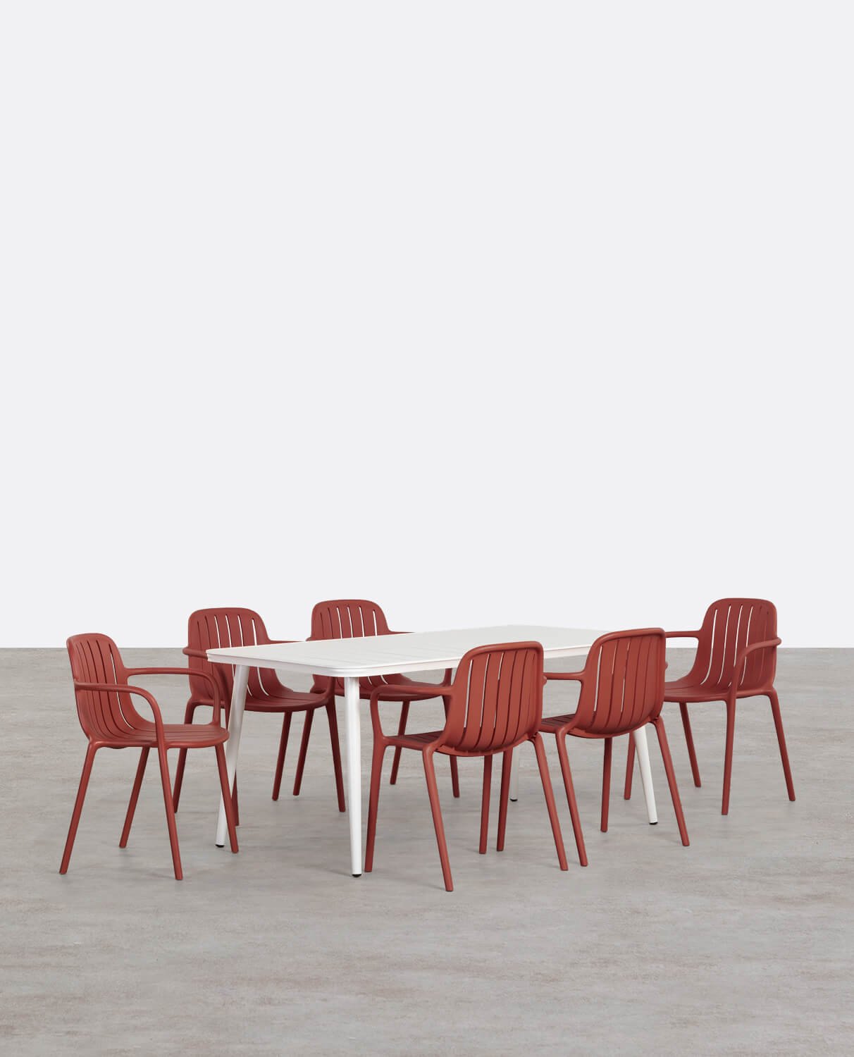 Set de Table Rectangulaire en Aluminium (160x90 cm) Cancún et 6 Chaises d'Extérieur en Polypropylène Brand, image de la gelerie 1